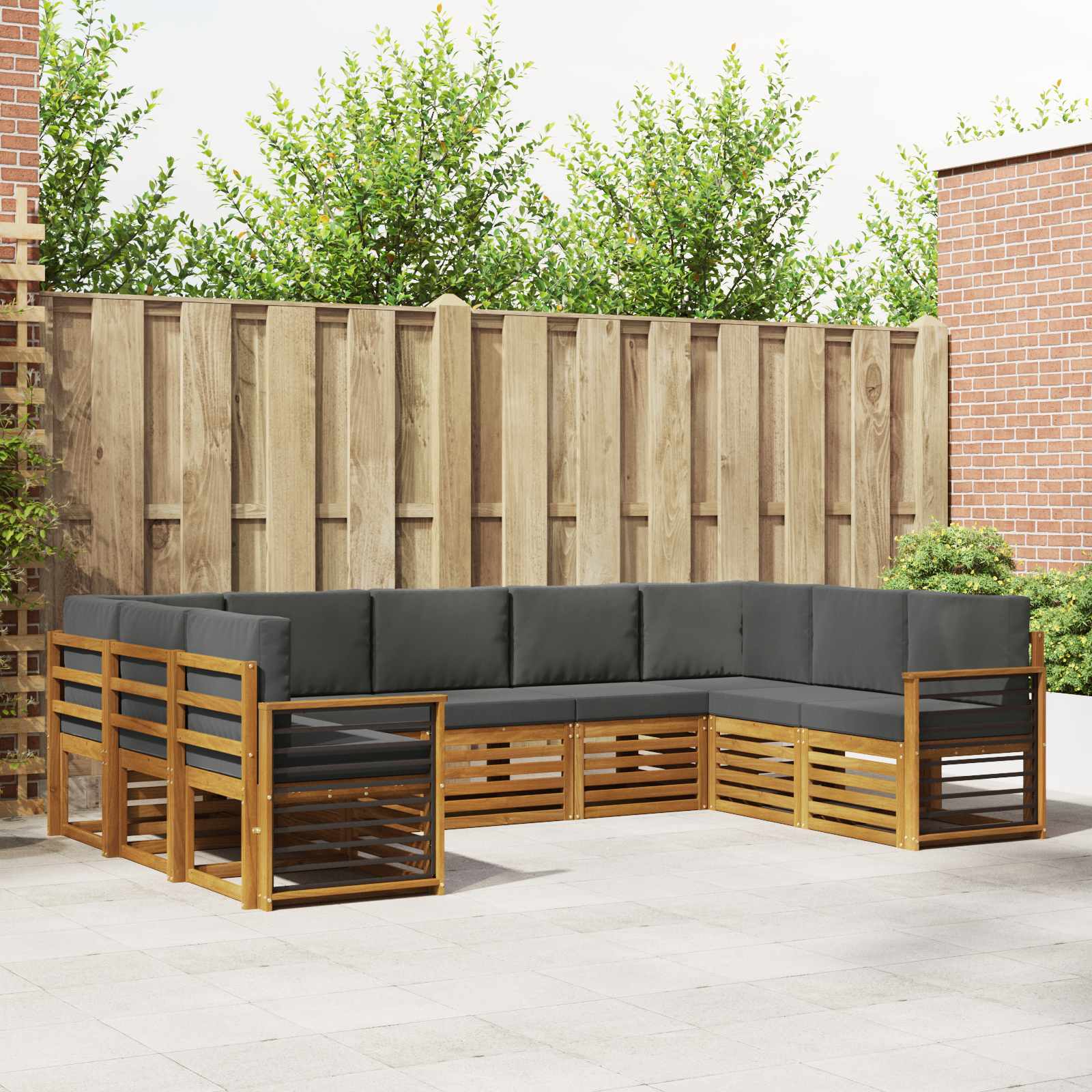Hoekbank Set met kussen 9 pcs Natuurlijk en Antraciet
