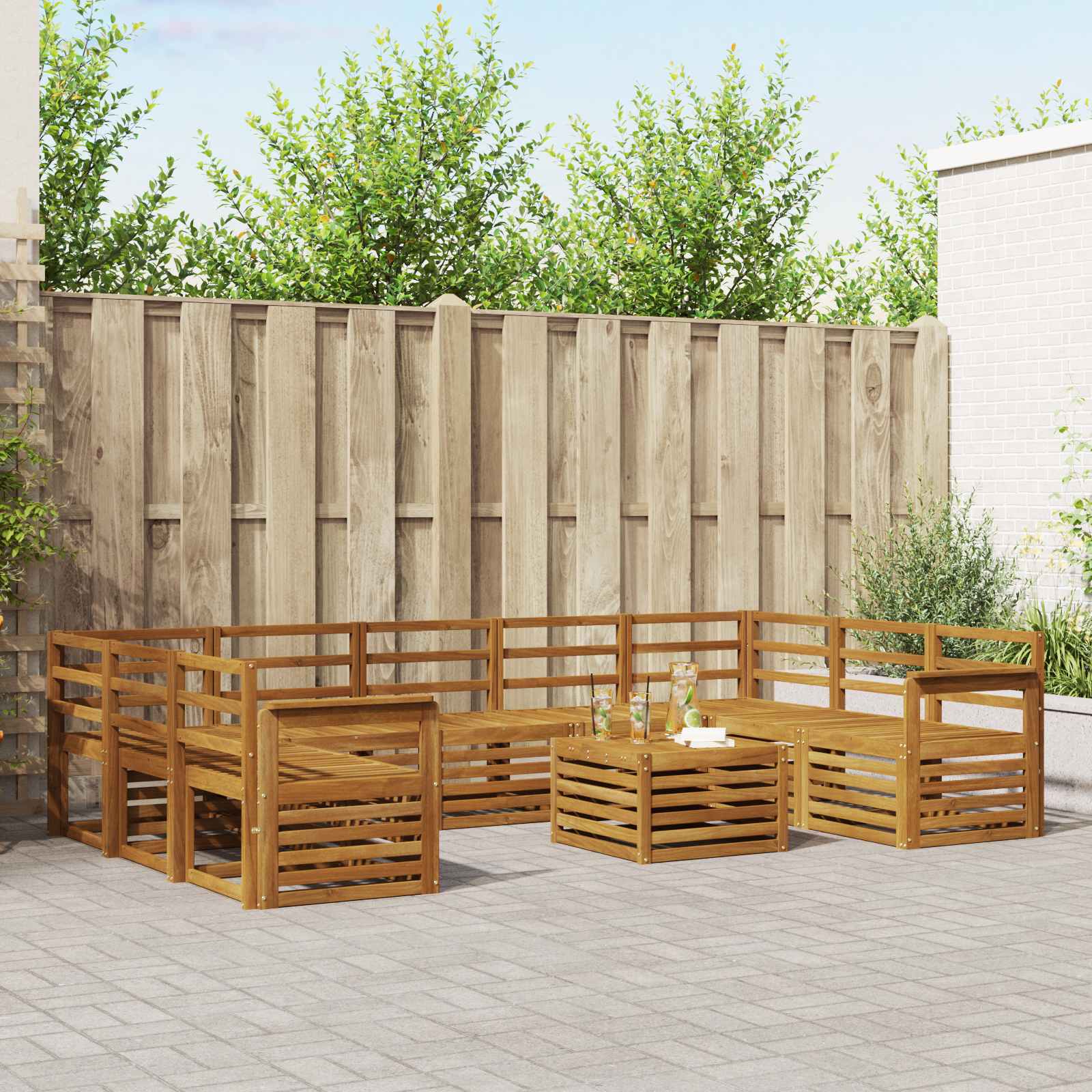 Sofa-Sets 10 pcs Naturel Massief Acaciahout