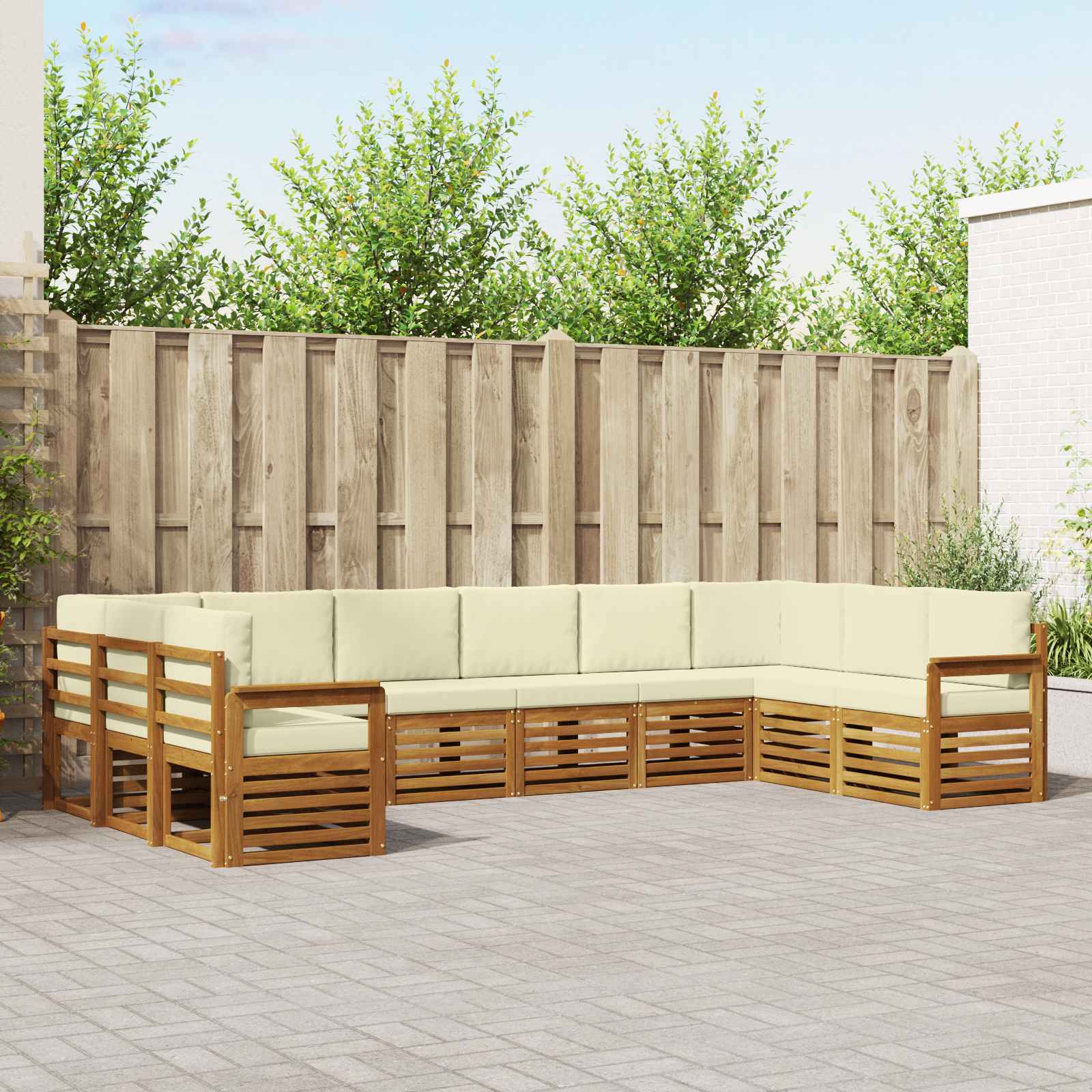 Hoekbank Set met kussen 10 pcs Natuurlijk en Crème – afbeelding 1