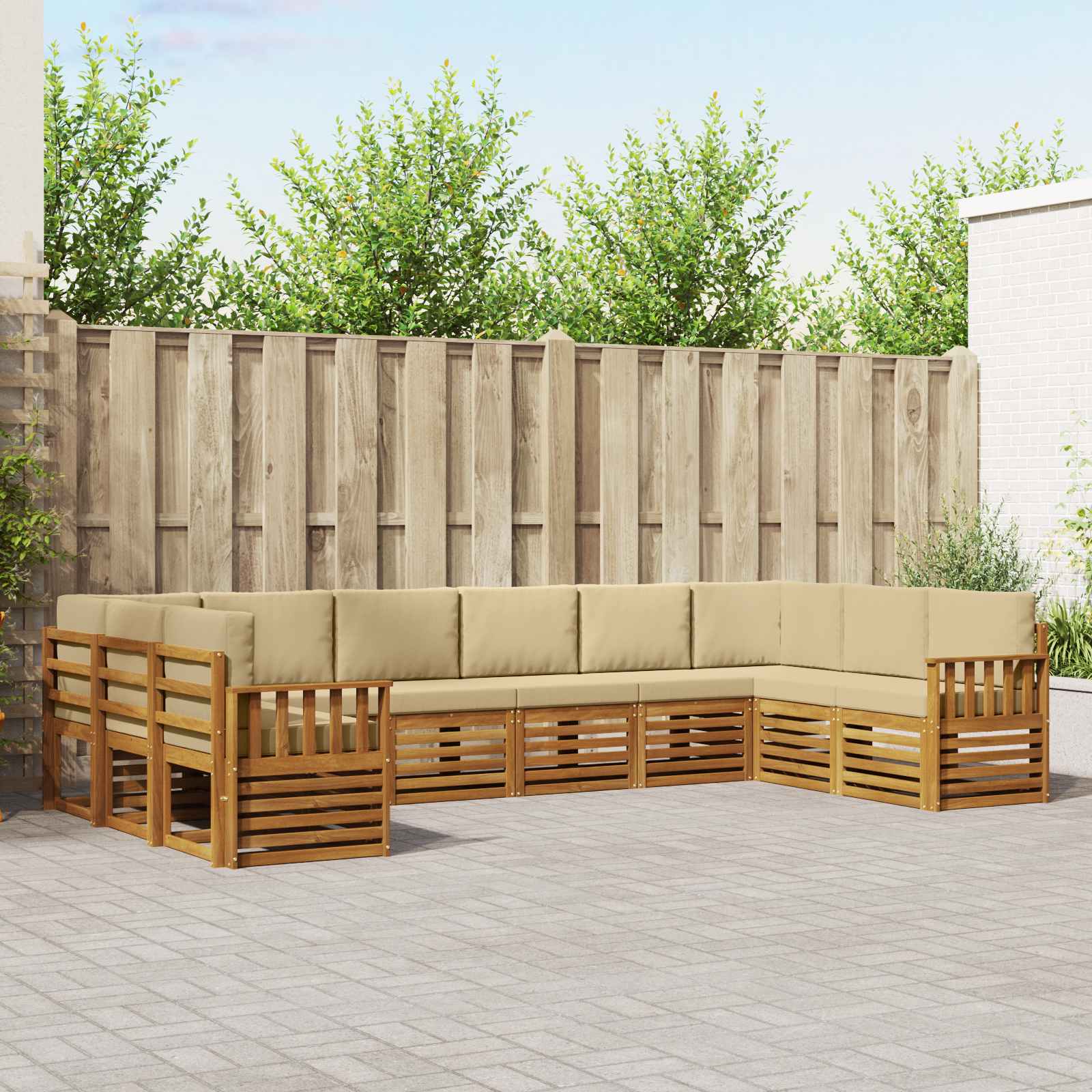 Hoekbank Set met kussen 10 pcs Natuurlijk en Beige – afbeelding 1