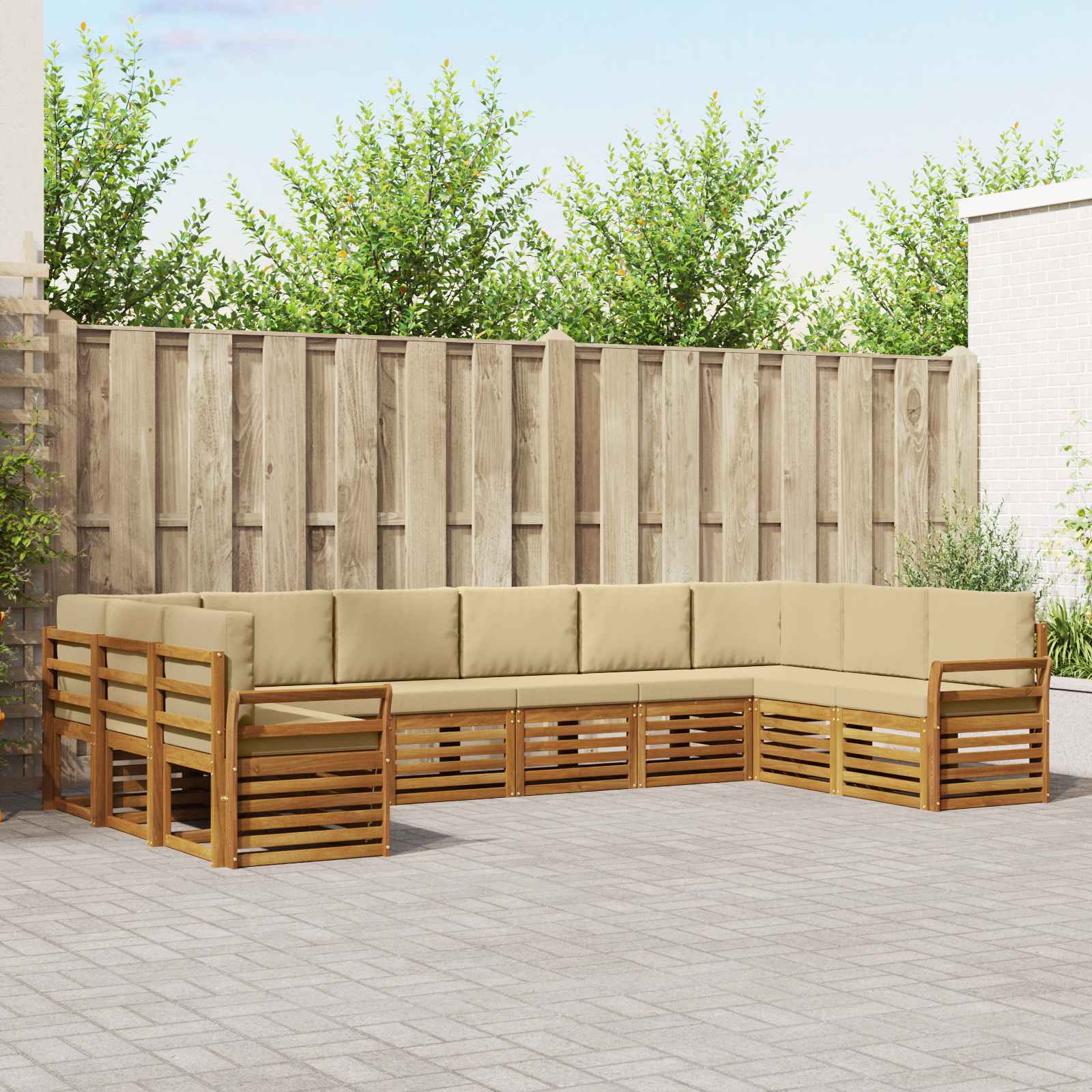 Hoekbank Set met kussen 10 pcs Natuurlijk en Beige – afbeelding 1