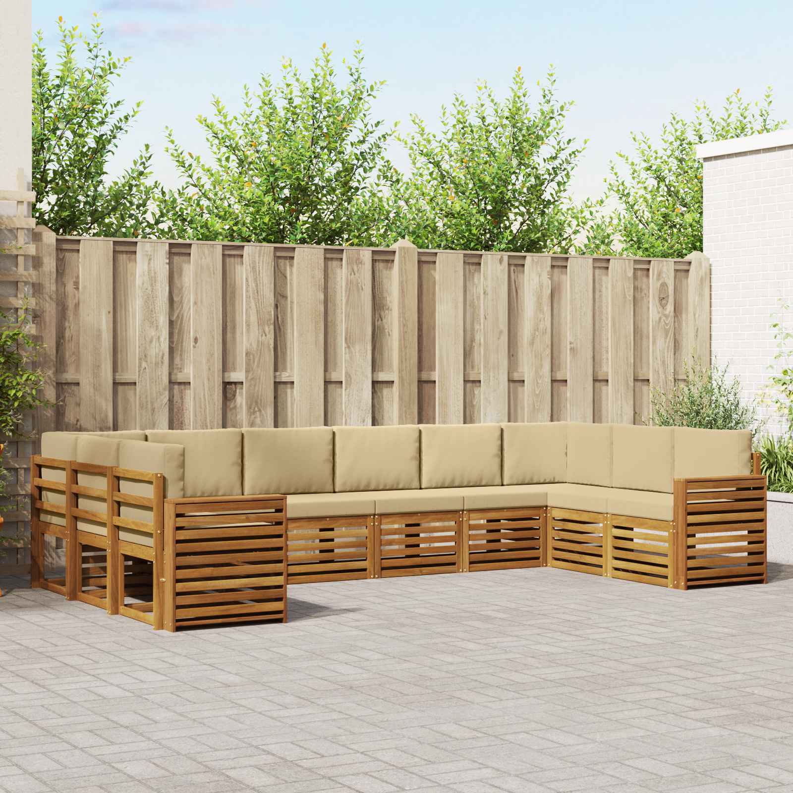 Hoekbank Set met kussen 10 pcs Natuurlijk en Beige – afbeelding 1