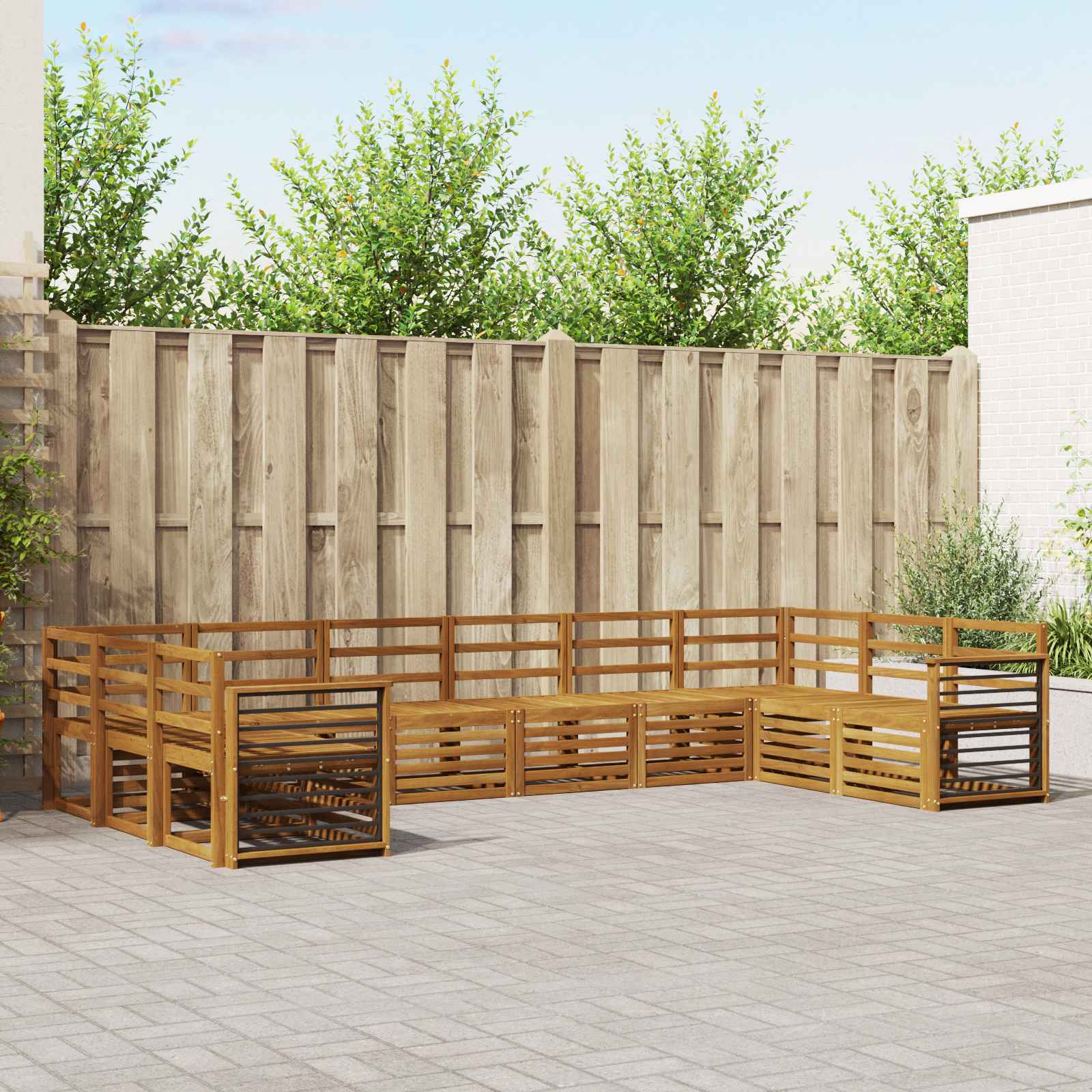 Sofa-Sets 10 pcs Naturel Massief Acaciahout – afbeelding 1