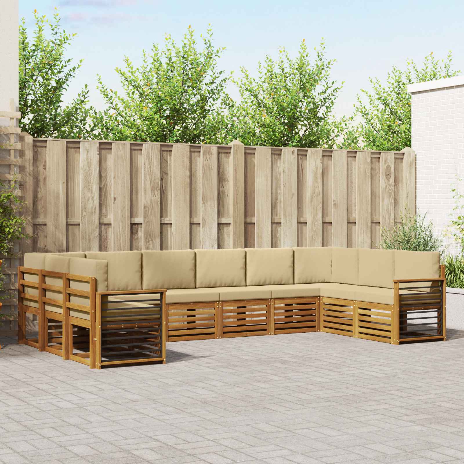 Hoekbank Set met kussen 10 pcs Natuurlijk en Beige – afbeelding 1