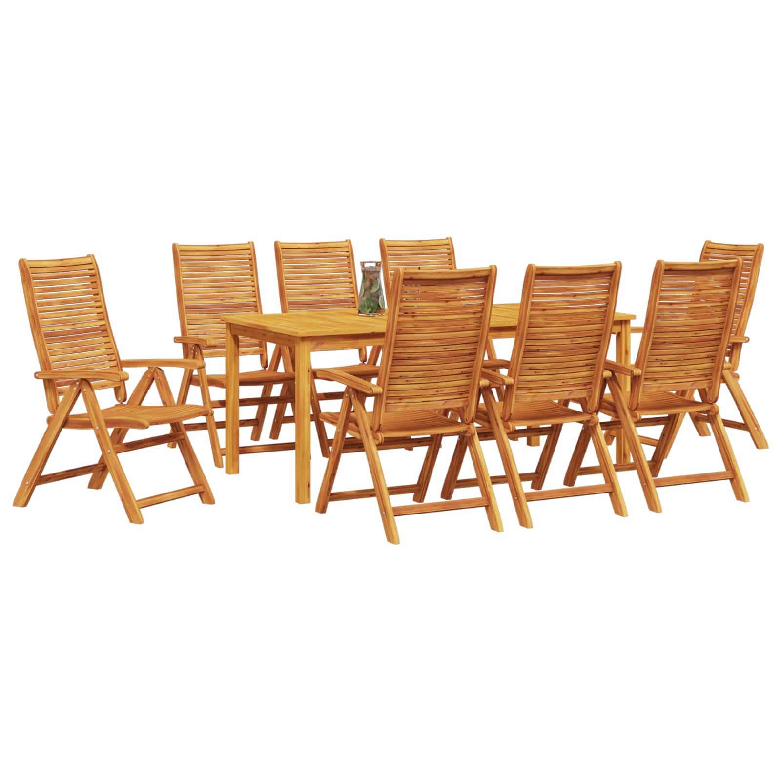 Tuin eettafelset 9 pcs Bruin Massief Acaciahout – afbeelding 3
