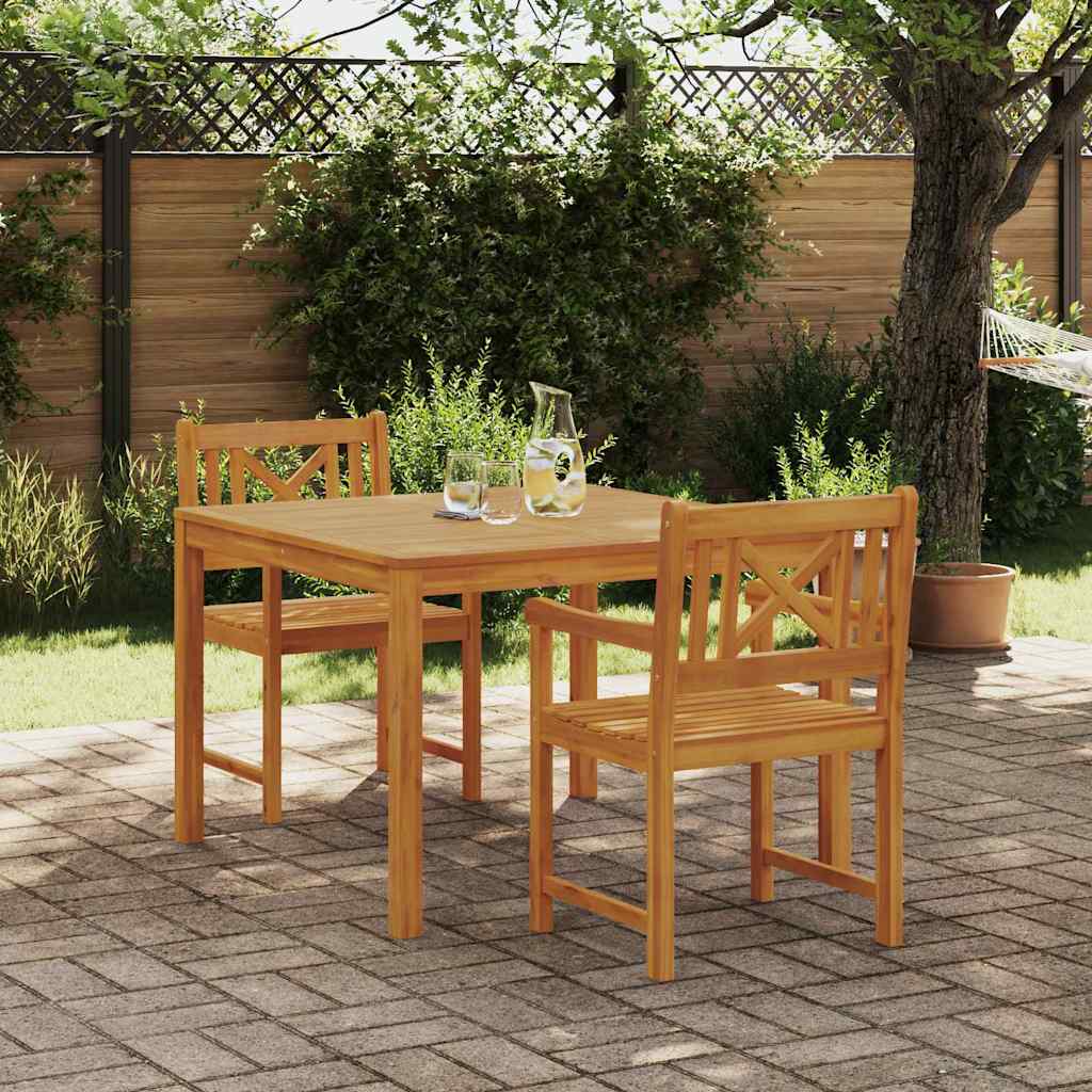Tuin eettafelset 3 pcs Bruin Massief acaciahout – afbeelding 1