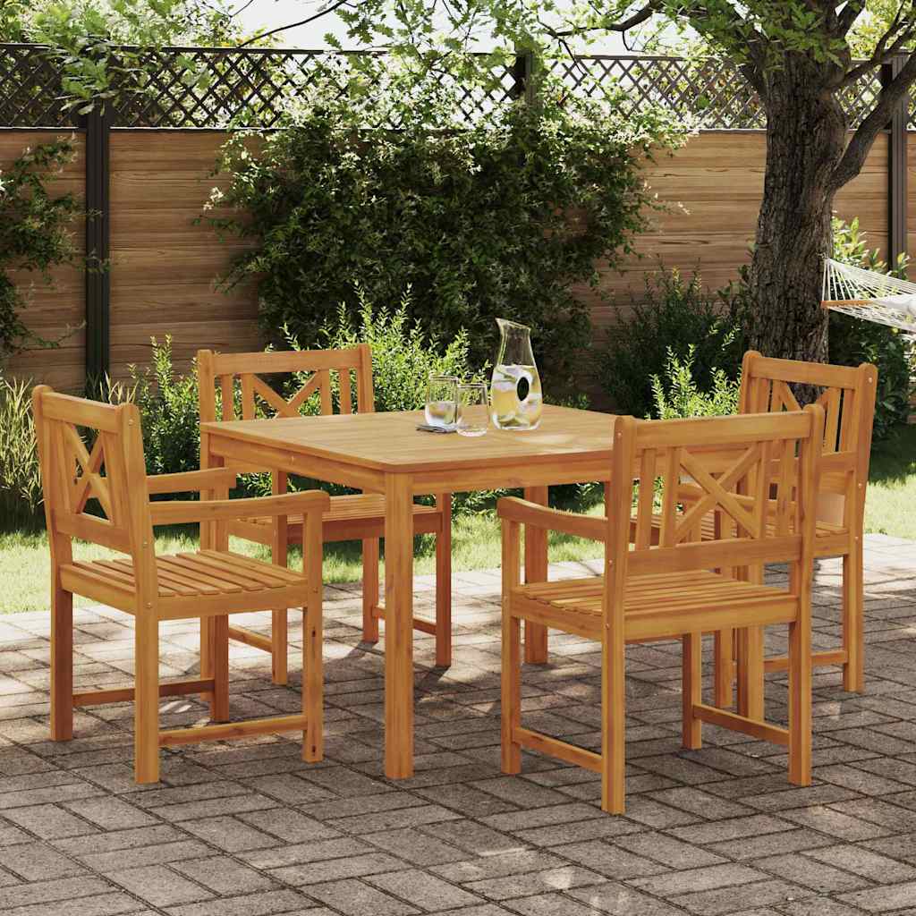 Tuin eettafelset 5 pcs Bruin Massief acaciahout – afbeelding 1