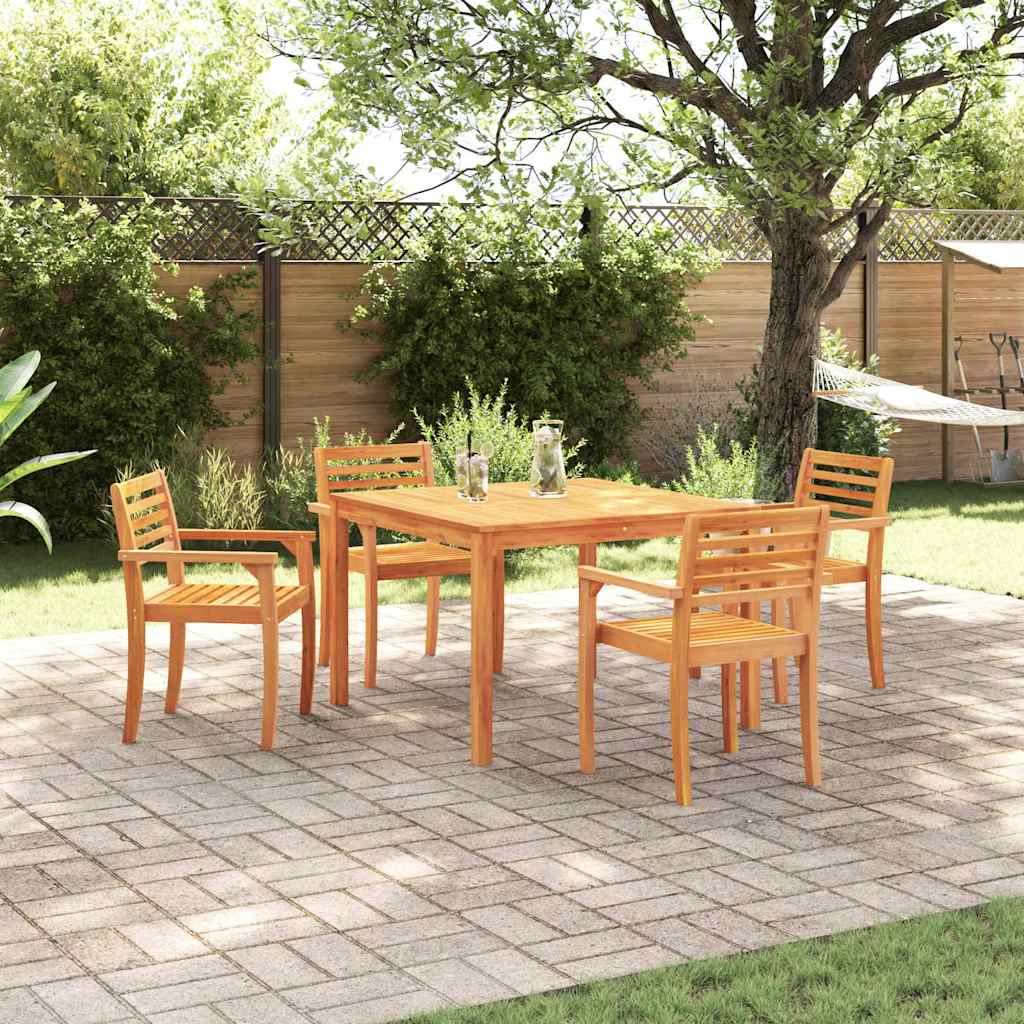 Tuin eettafelset 5 pcs Bruin Massief Acaciahout – afbeelding 1