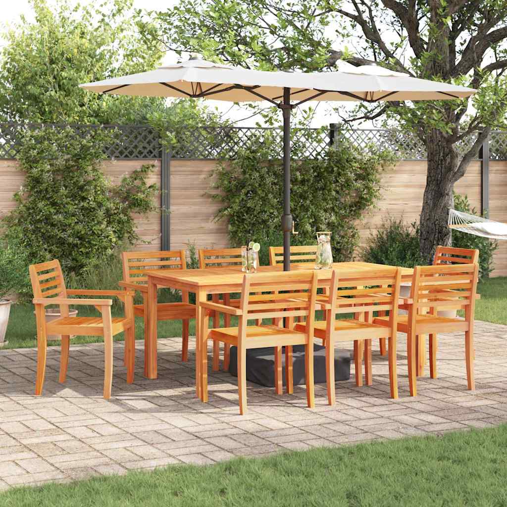 Tuin eettafelset 9 pcs Bruin Massief Acaciahout – afbeelding 1