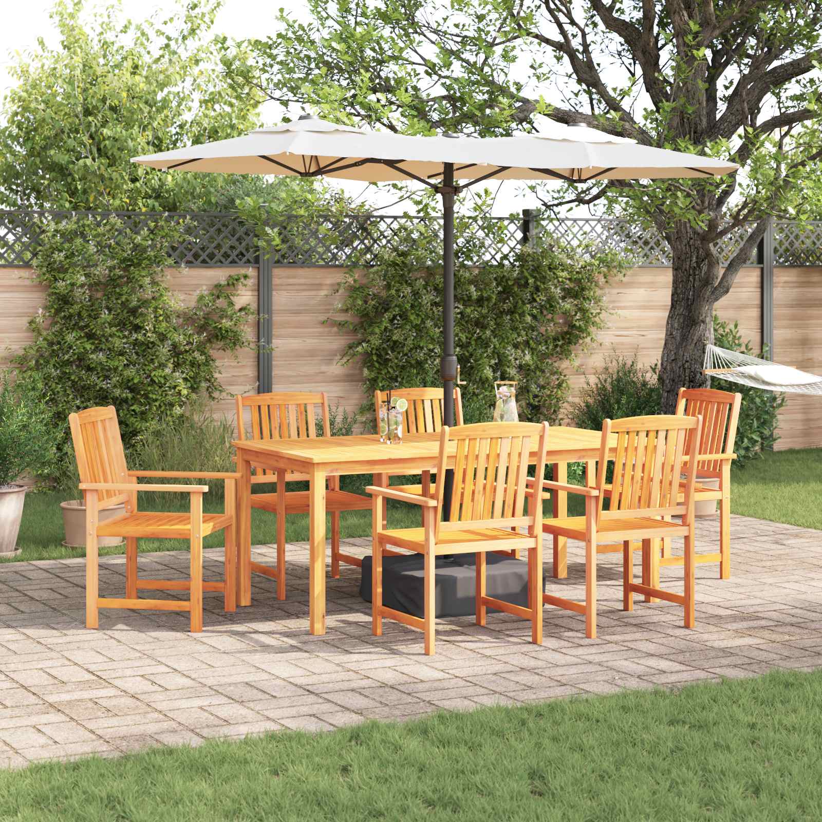 Tuin eettafelset 7 pcs Bruin Massief Acaciahout
