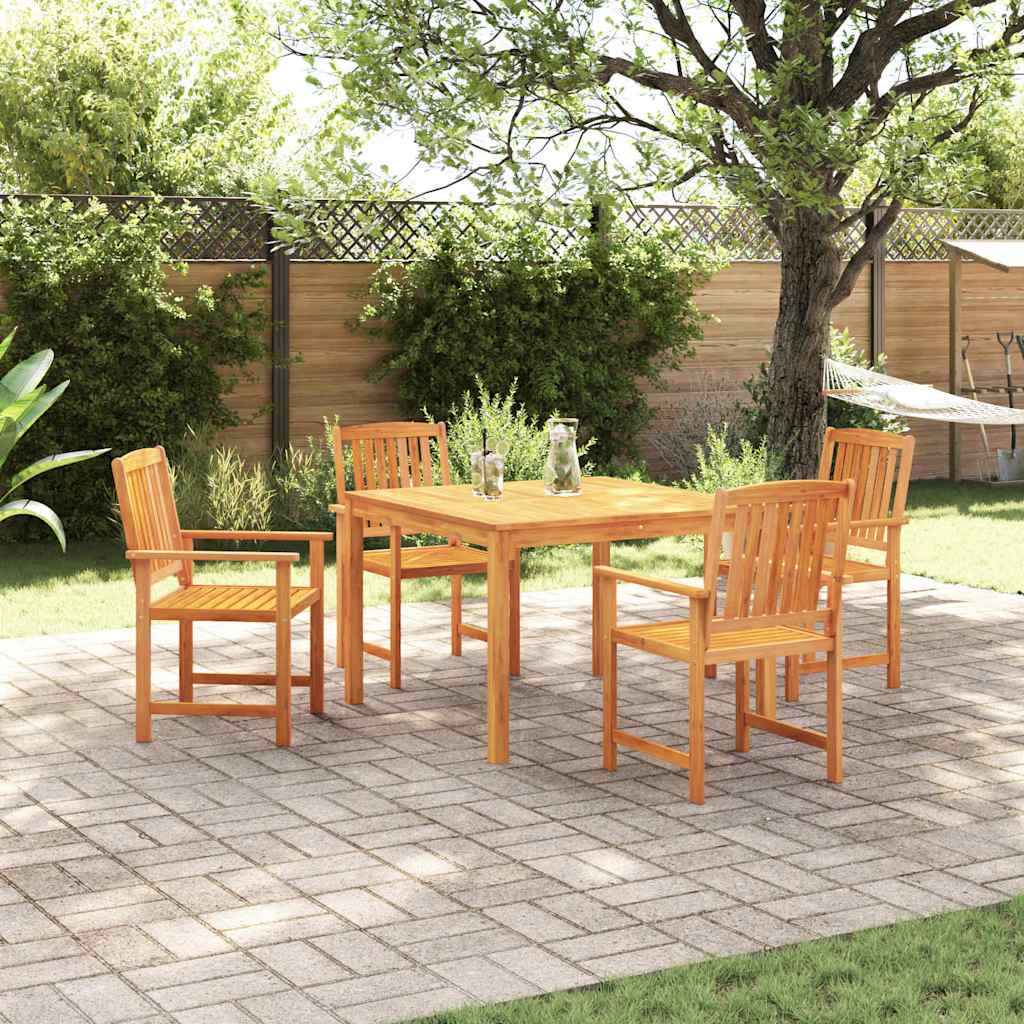 Tuin eettafelset 5 pcs Bruin Massief Acaciahout – afbeelding 1