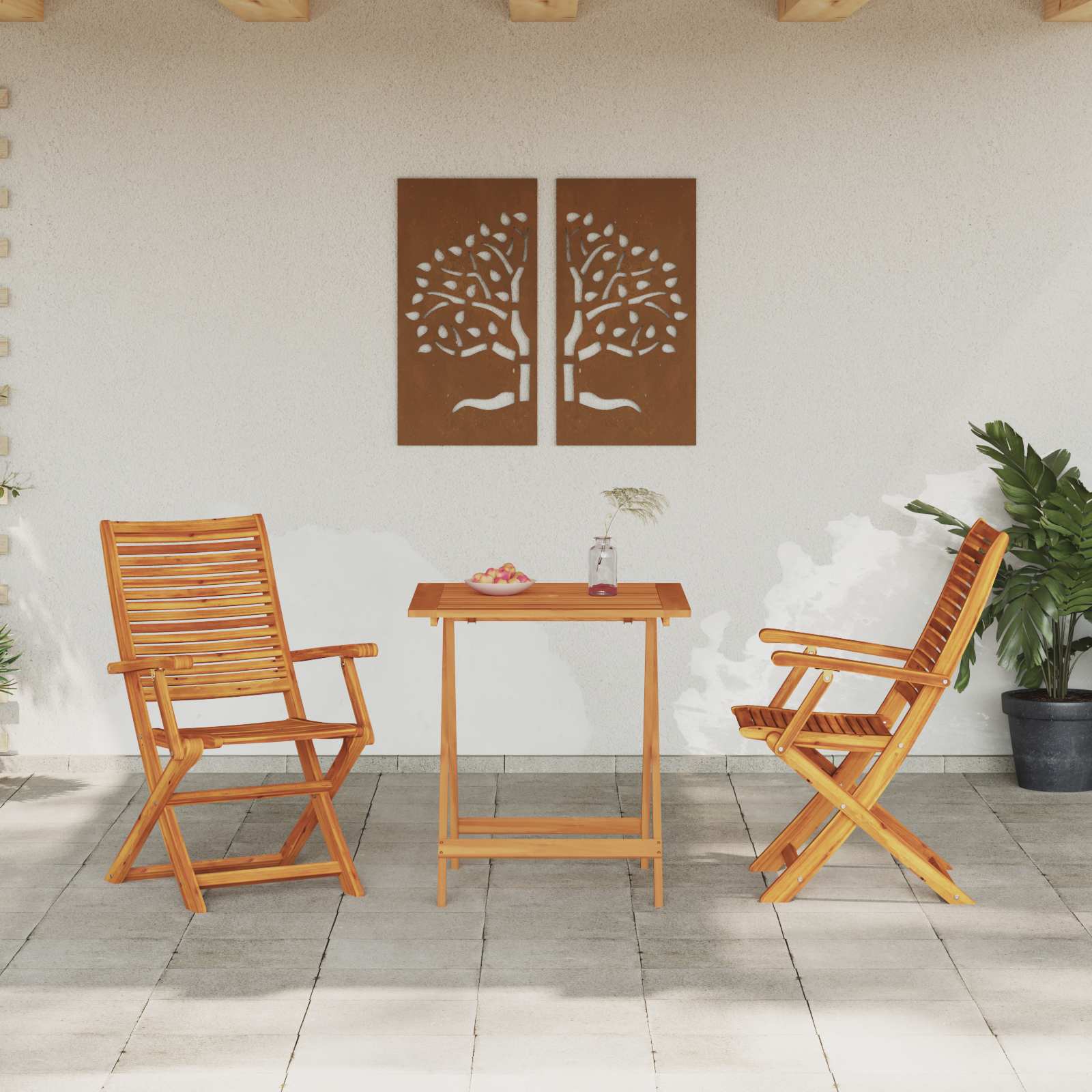 Vouw Bistro Set 3 pcs Bruin Massief Acaciahout – afbeelding 1
