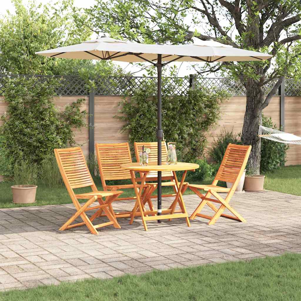 Tuin eettafelset 5 pcs Bruin Massief Acaciahout – afbeelding 1