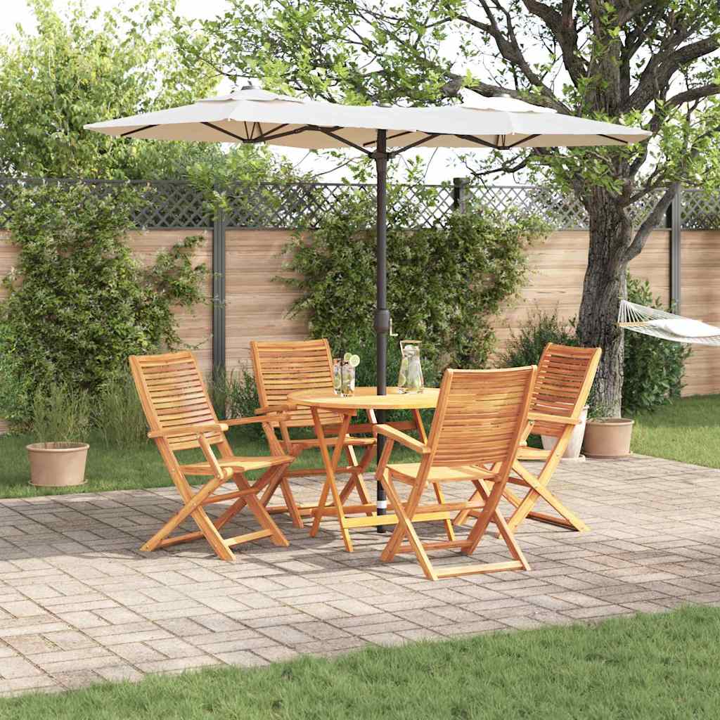 Tuin eettafelset 5 pcs Bruin Massief Acaciahout – afbeelding 1