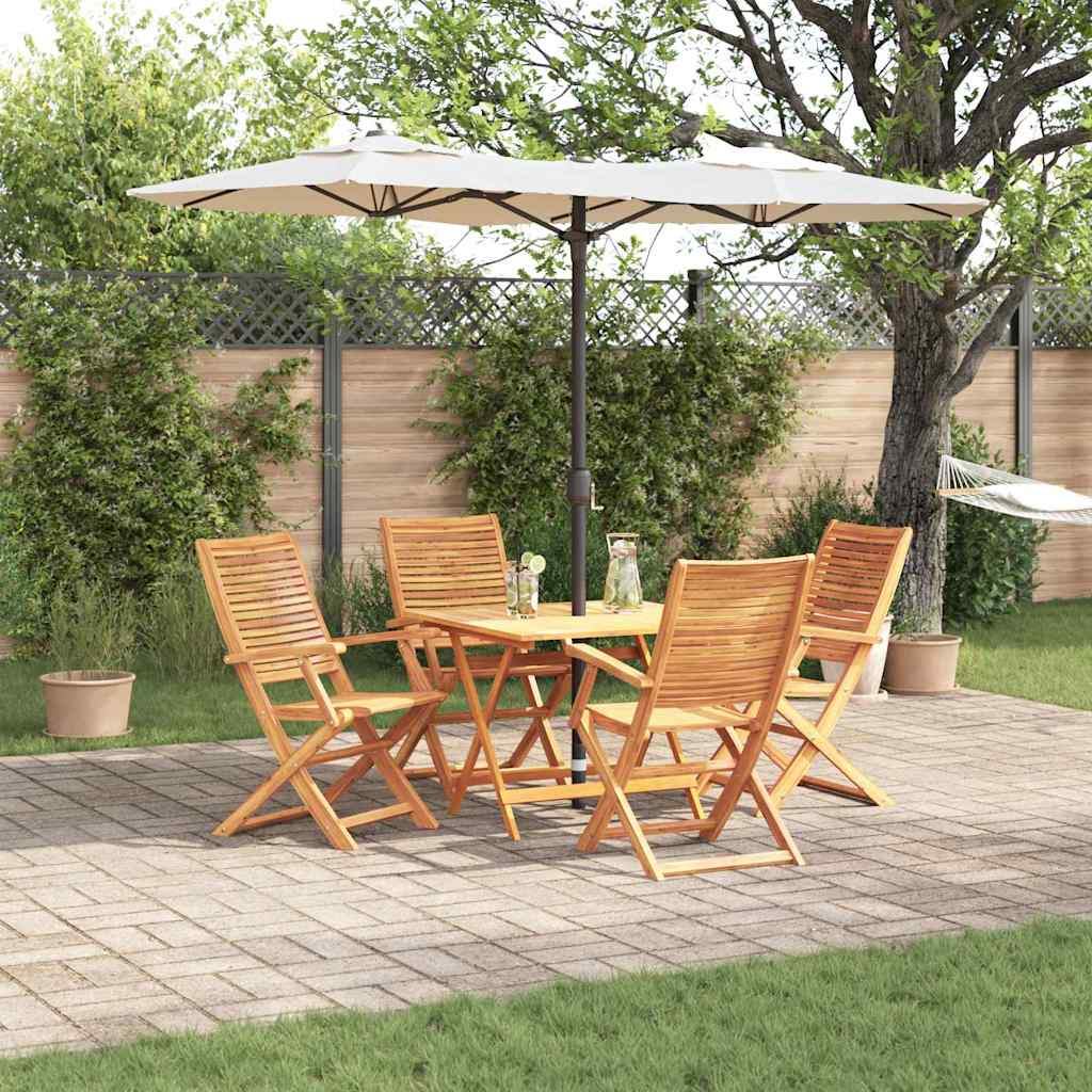 Tuin eettafelset 5 pcs Bruin Massief Acaciahout – afbeelding 1