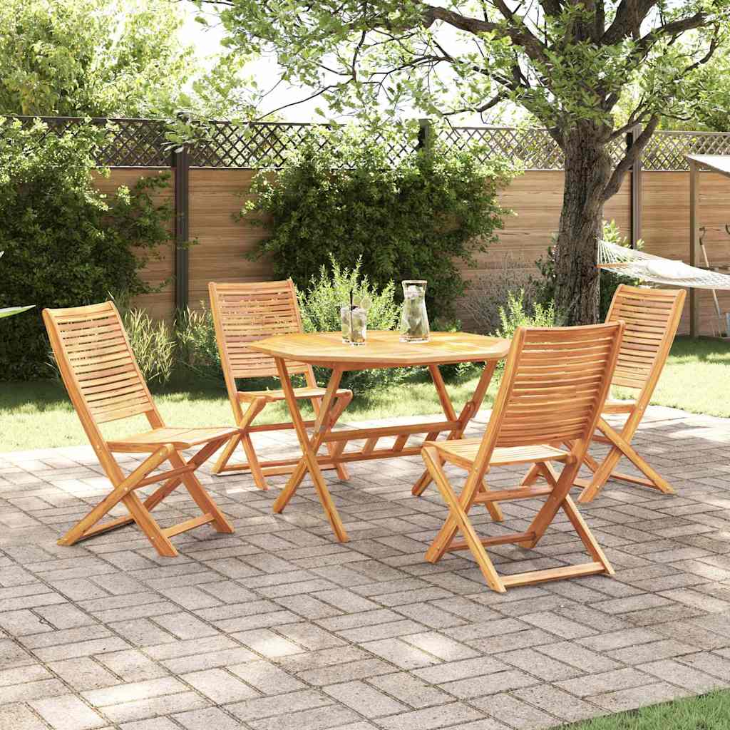 Tuin eettafelset 5 pcs Bruin Massief Acaciahout