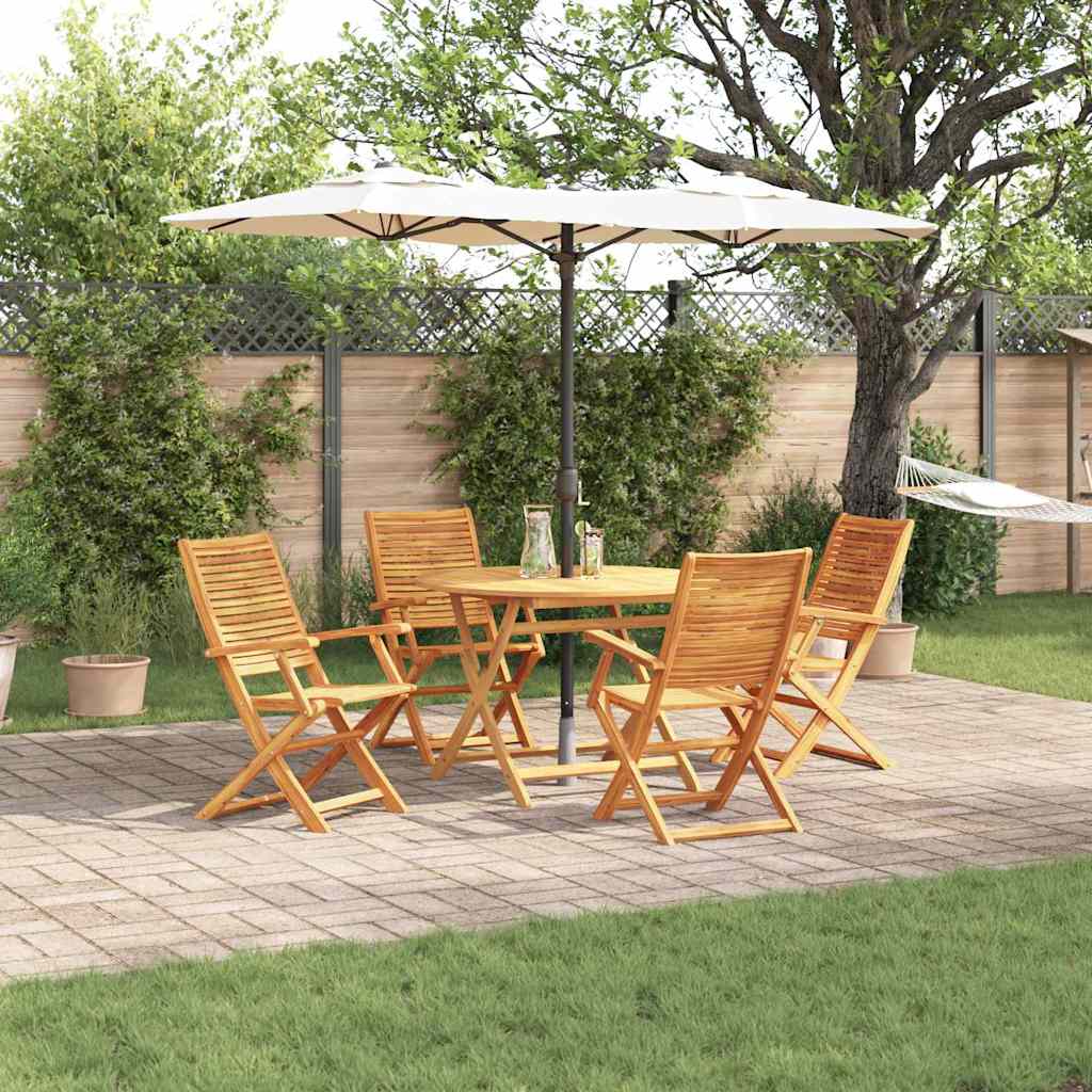 Tuin eettafelset 5 pcs Bruin Massief Acaciahout – afbeelding 1