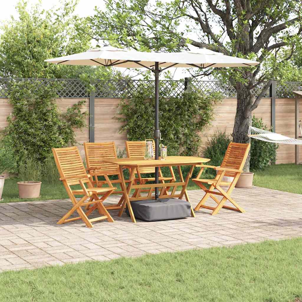 Tuin eettafelset 5 pcs Bruin Massief Acaciahout – afbeelding 1
