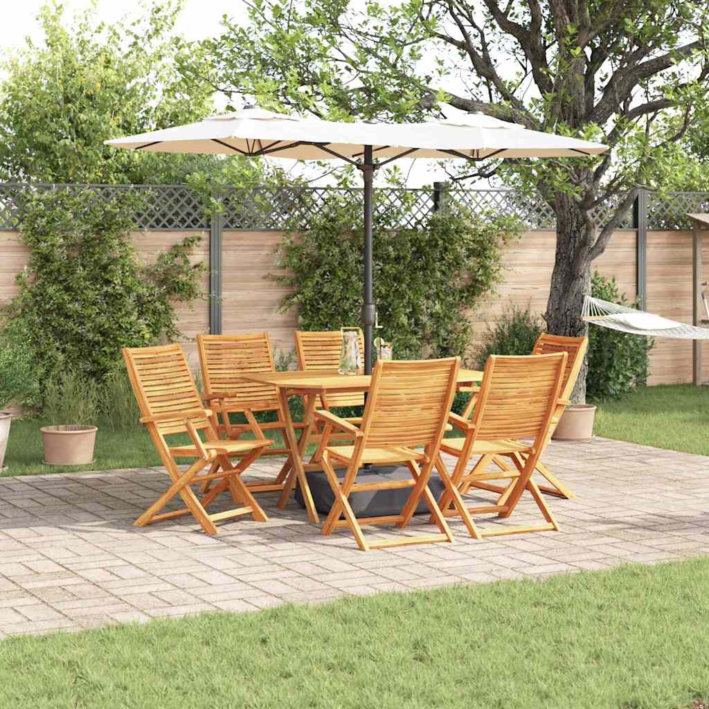 Tuin eettafelset 7 pcs Bruin Massief Acaciahout – afbeelding 1