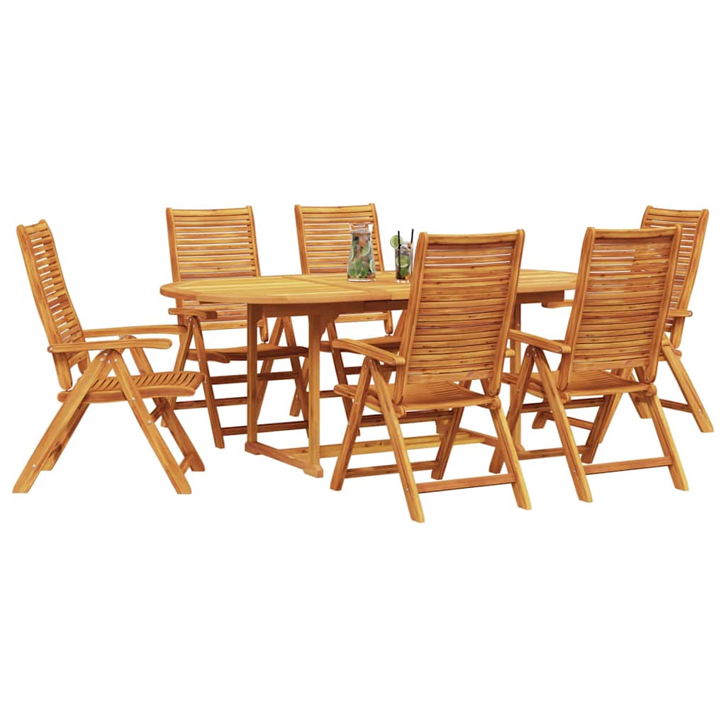 Tuin eettafelset 7 pcs Bruin Massief Acaciahout – afbeelding 3