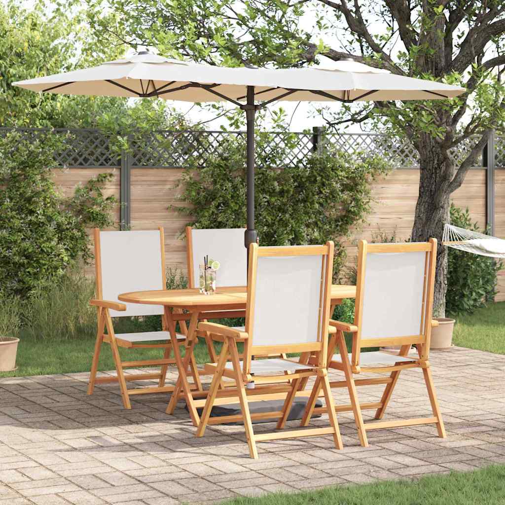 Tuin eettafelset 5 pcs Crème Wit Massief Acaciahout – afbeelding 1
