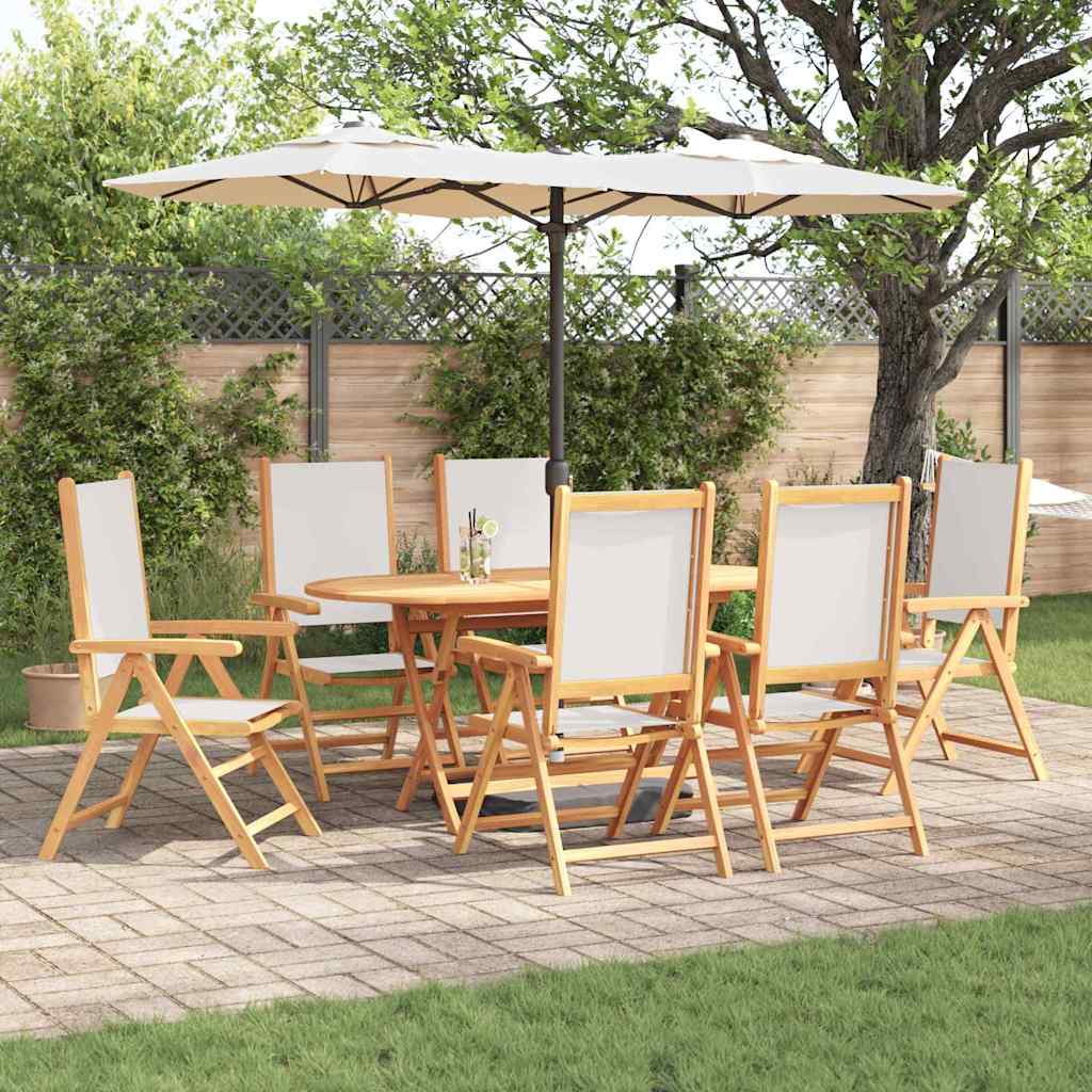 Tuin eettafelset 7 pcs Crème Wit Massief Acaciahout – afbeelding 1