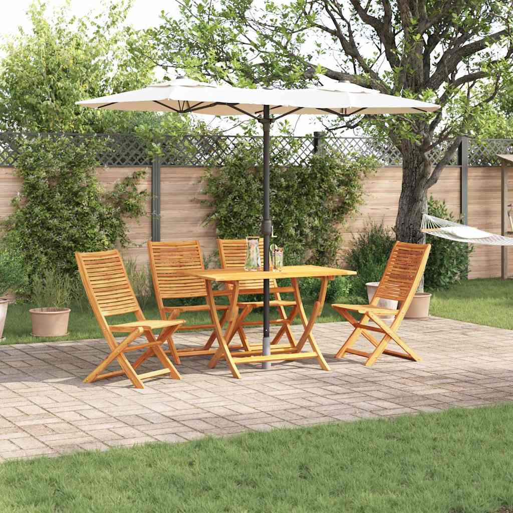 Tuin eettafelset 5 pcs Bruin Massief Acaciahout – afbeelding 1
