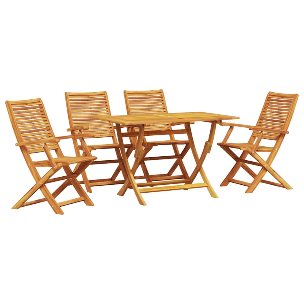 Tuin eettafelset 5 pcs Bruin Massief Acaciahout – afbeelding 2