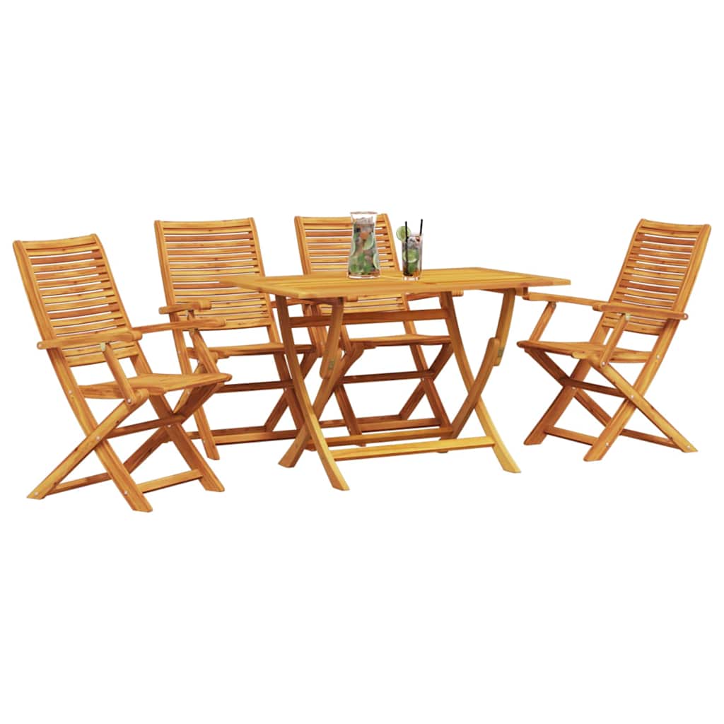 Tuin eettafelset 5 pcs Bruin Massief Acaciahout – afbeelding 3