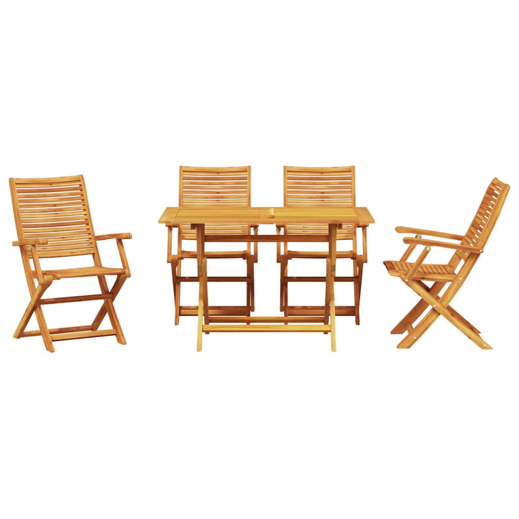 Tuin eettafelset 5 pcs Bruin Massief Acaciahout – afbeelding 6