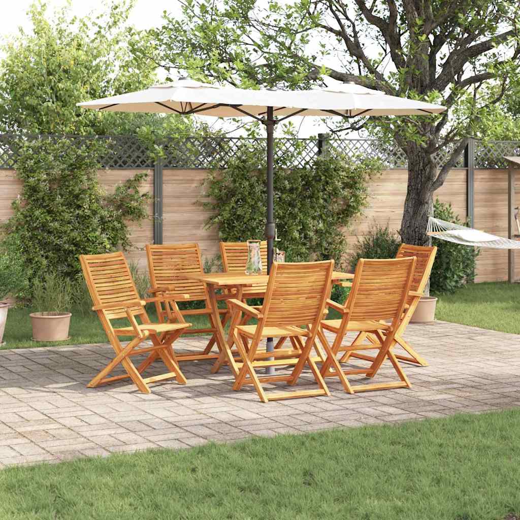 Tuin eettafelset 7 pcs Bruin Massief Acaciahout – afbeelding 1