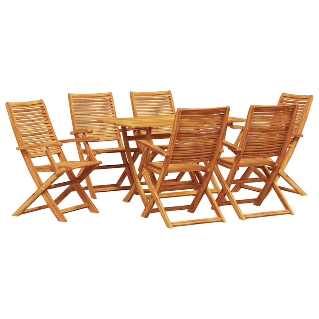 Tuin eettafelset 7 pcs Bruin Massief Acaciahout – afbeelding 2