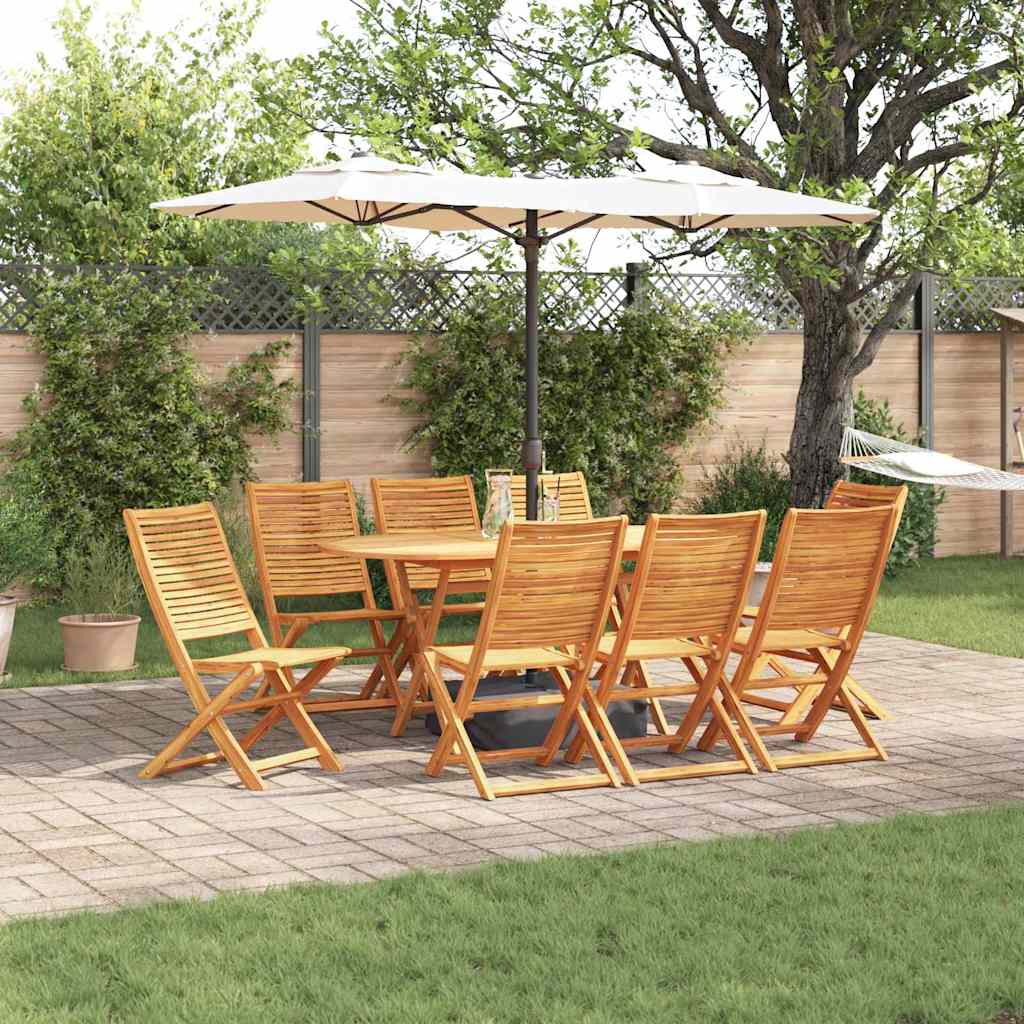 Tuin eettafelset 9 pcs Bruin Massief Acaciahout – afbeelding 1