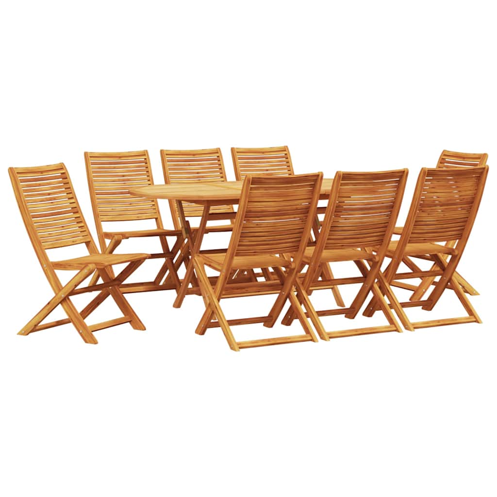 Tuin eettafelset 9 pcs Bruin Massief Acaciahout – afbeelding 2