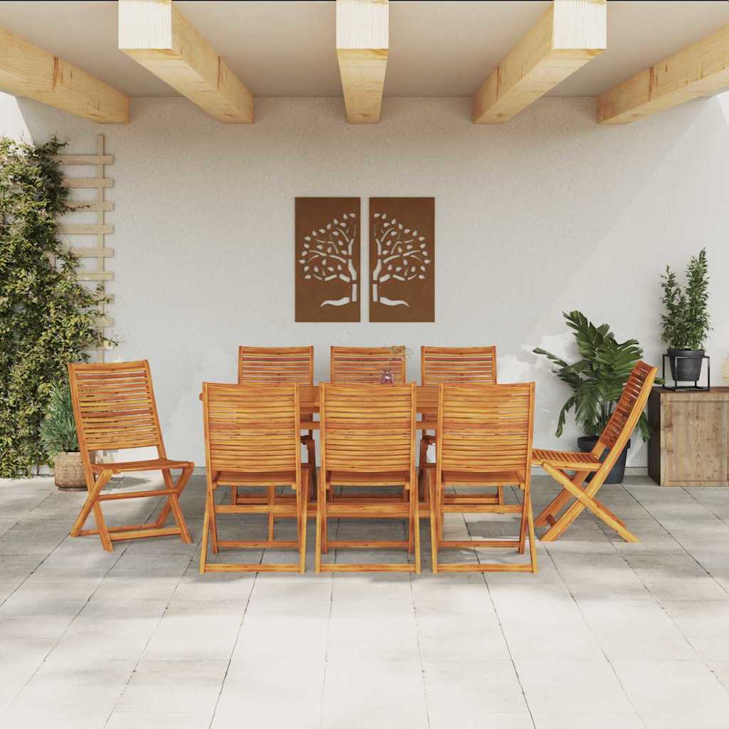 Tuin eettafelset 9 pcs Bruin Massief Acaciahout – afbeelding 4