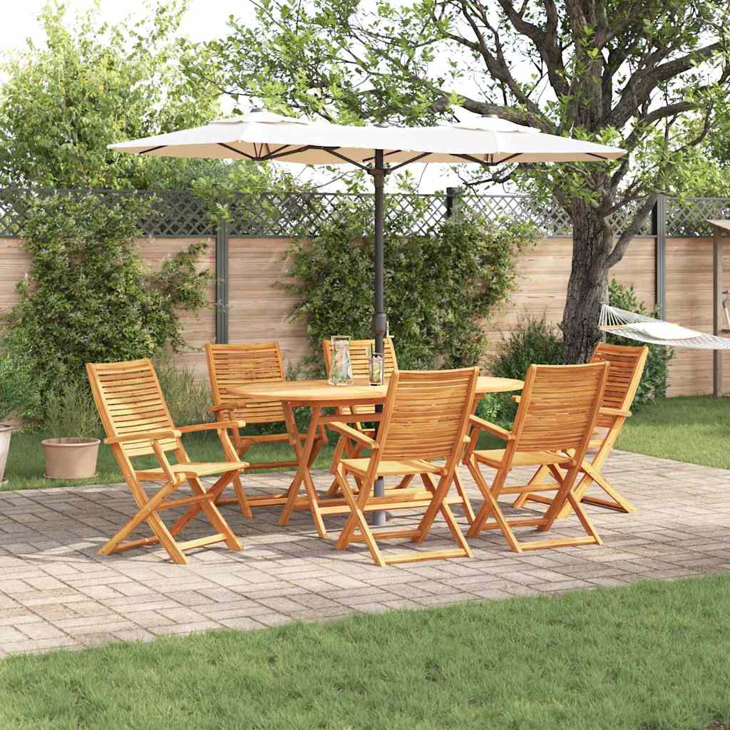 Tuin eettafelset 7 pcs Bruin Massief Acaciahout – afbeelding 1