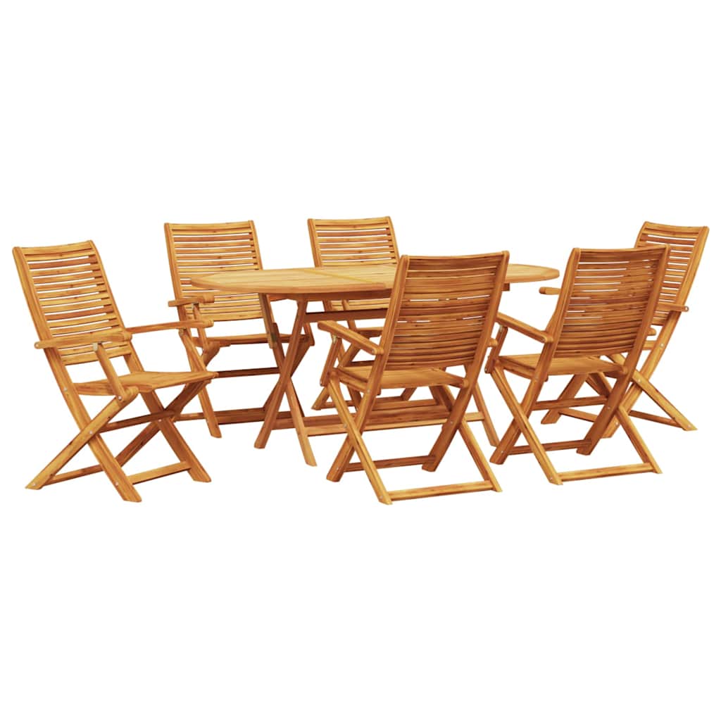 Tuin eettafelset 7 pcs Bruin Massief Acaciahout – afbeelding 2