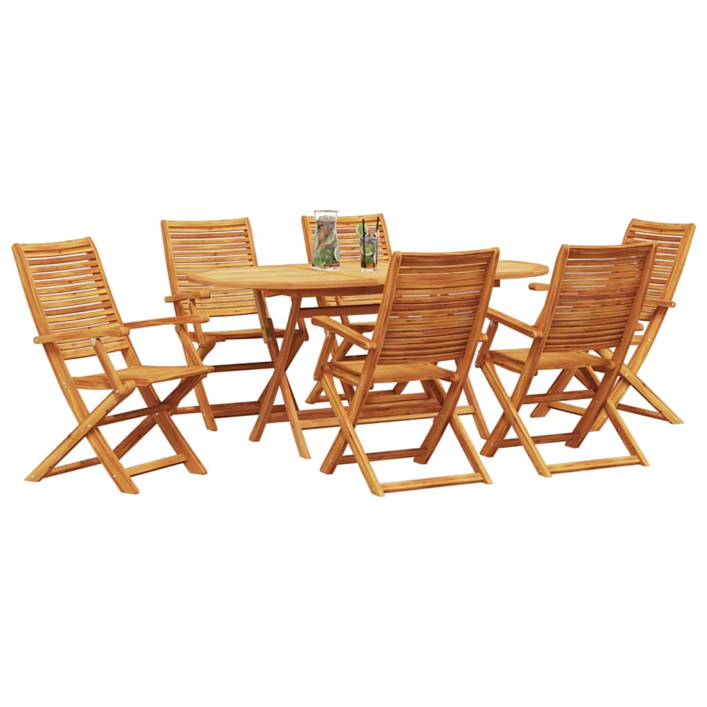 Tuin eettafelset 7 pcs Bruin Massief Acaciahout – afbeelding 3