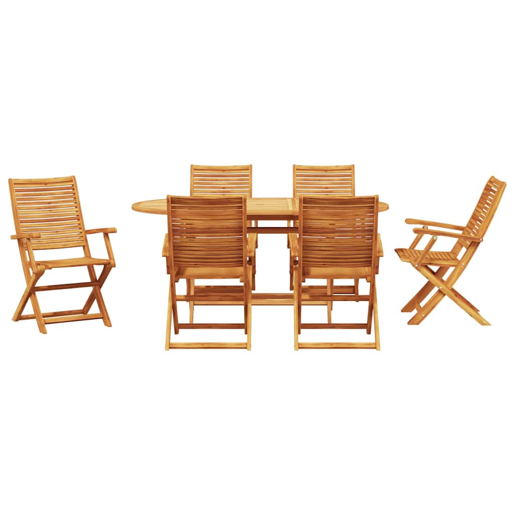 Tuin eettafelset 7 pcs Bruin Massief Acaciahout – afbeelding 7