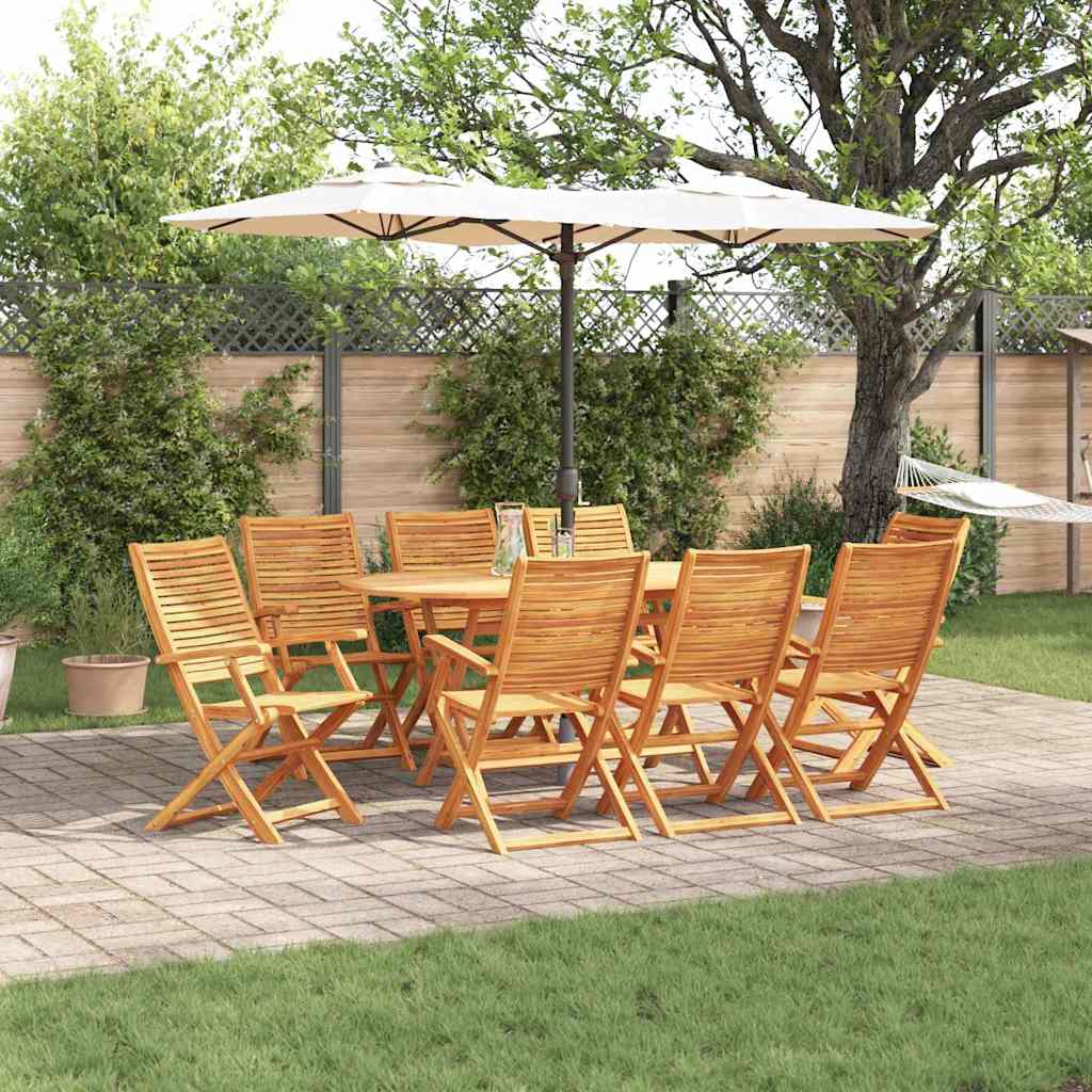 Tuin eettafelset 9 pcs Bruin Massief Acaciahout – afbeelding 1