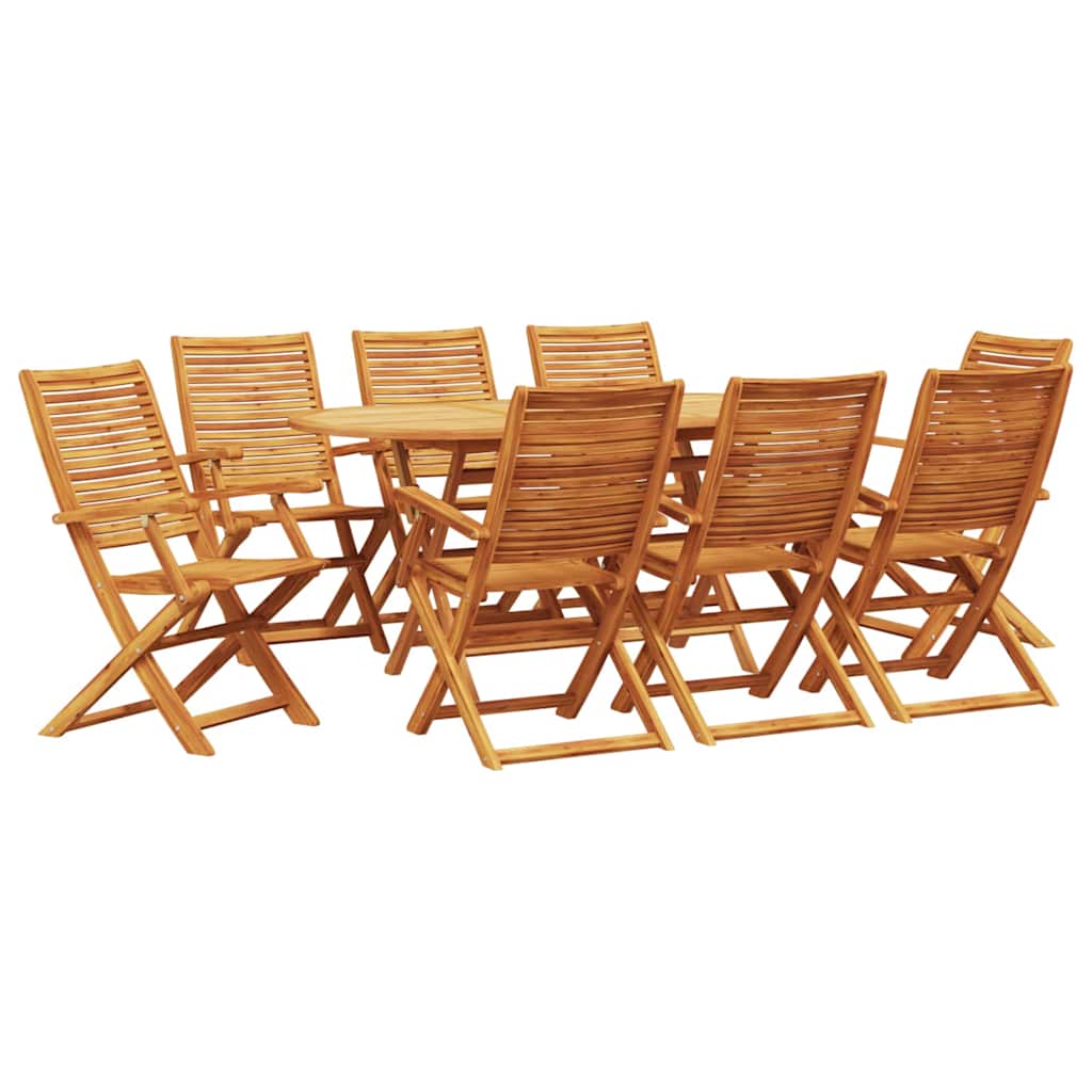 Tuin eettafelset 9 pcs Bruin Massief Acaciahout – afbeelding 2
