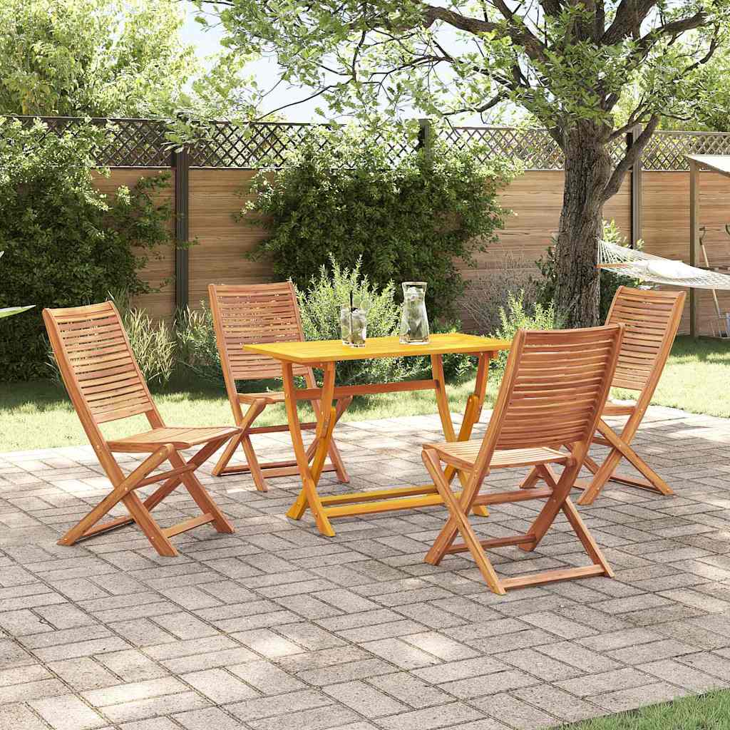 Tuin eettafelset 5 pcs Bruin Massief Acaciahout – afbeelding 1