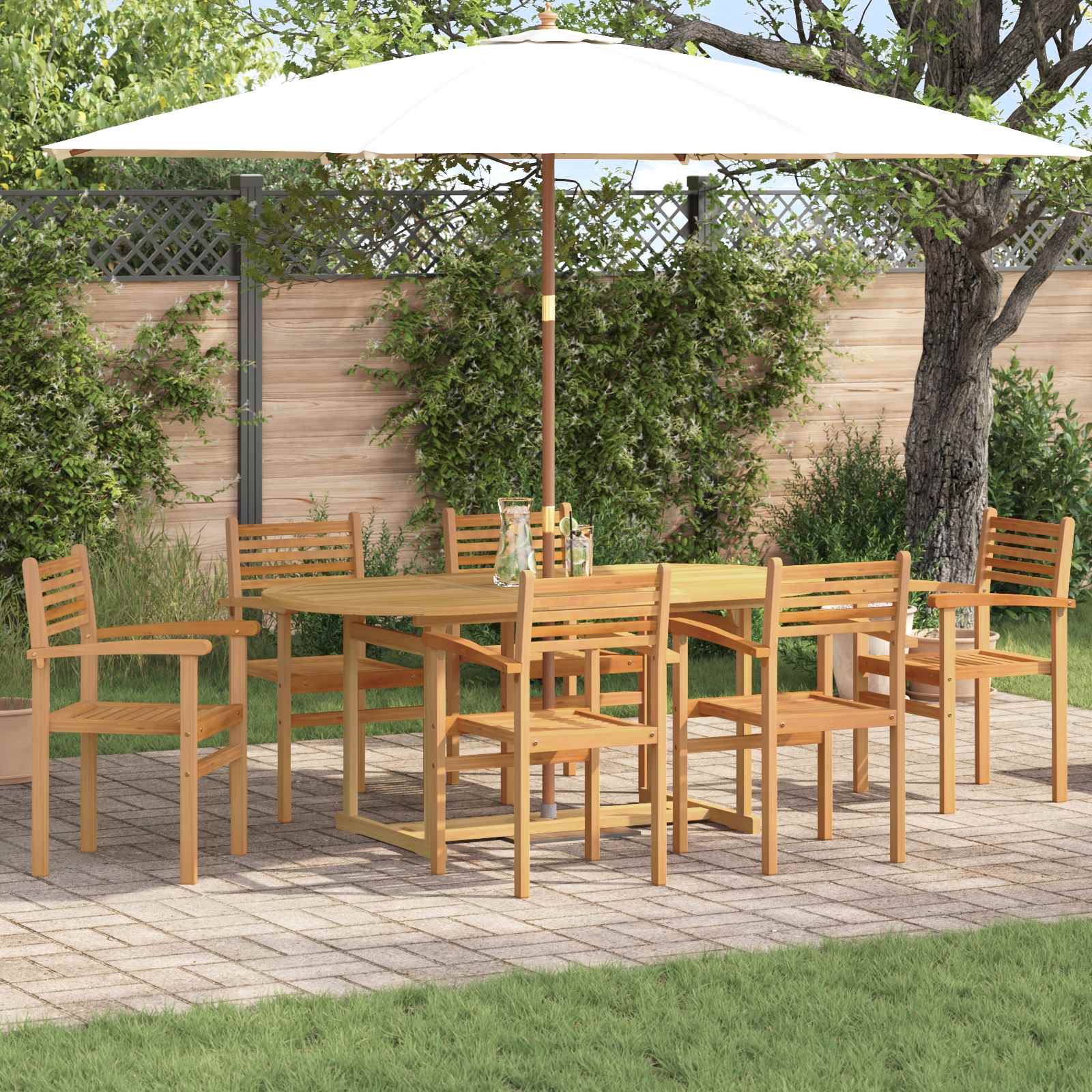 Tuin eettafelset 7 pcs Bruin Massief Teakhout – afbeelding 1