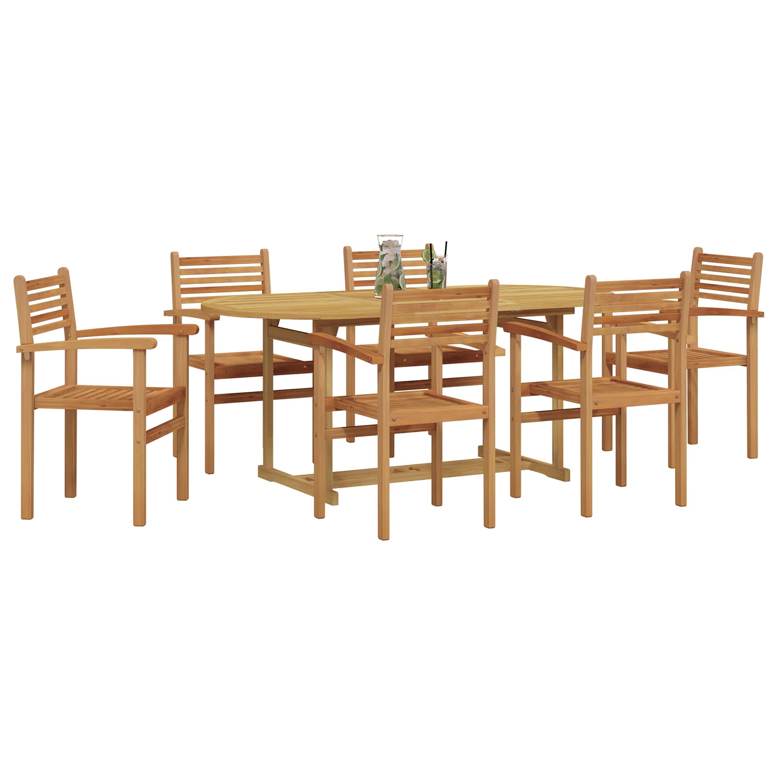 Tuin eettafelset 7 pcs Bruin Massief Teakhout – afbeelding 3