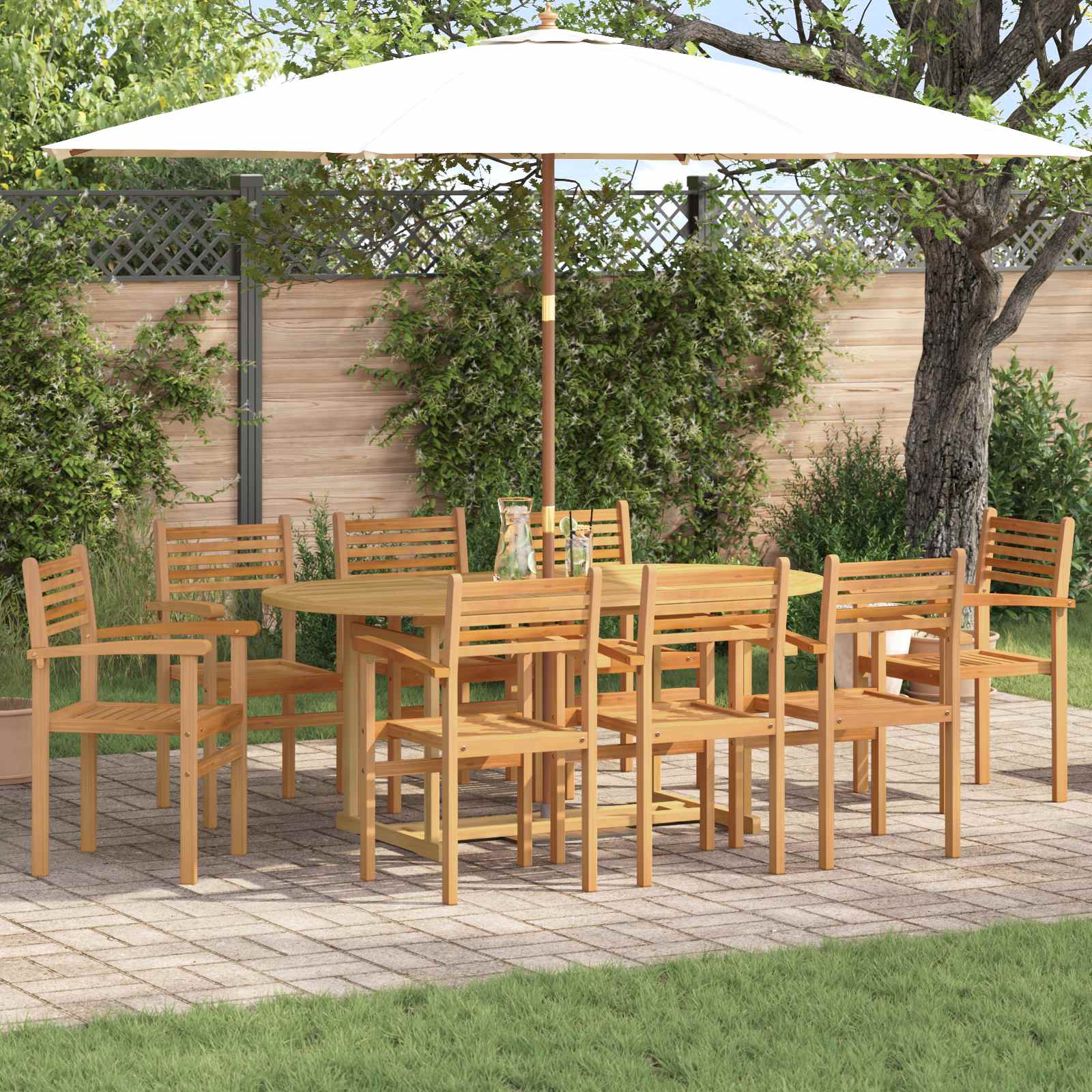 Tuin eettafelset 9 pcs Bruin Massief Teakhout – afbeelding 1