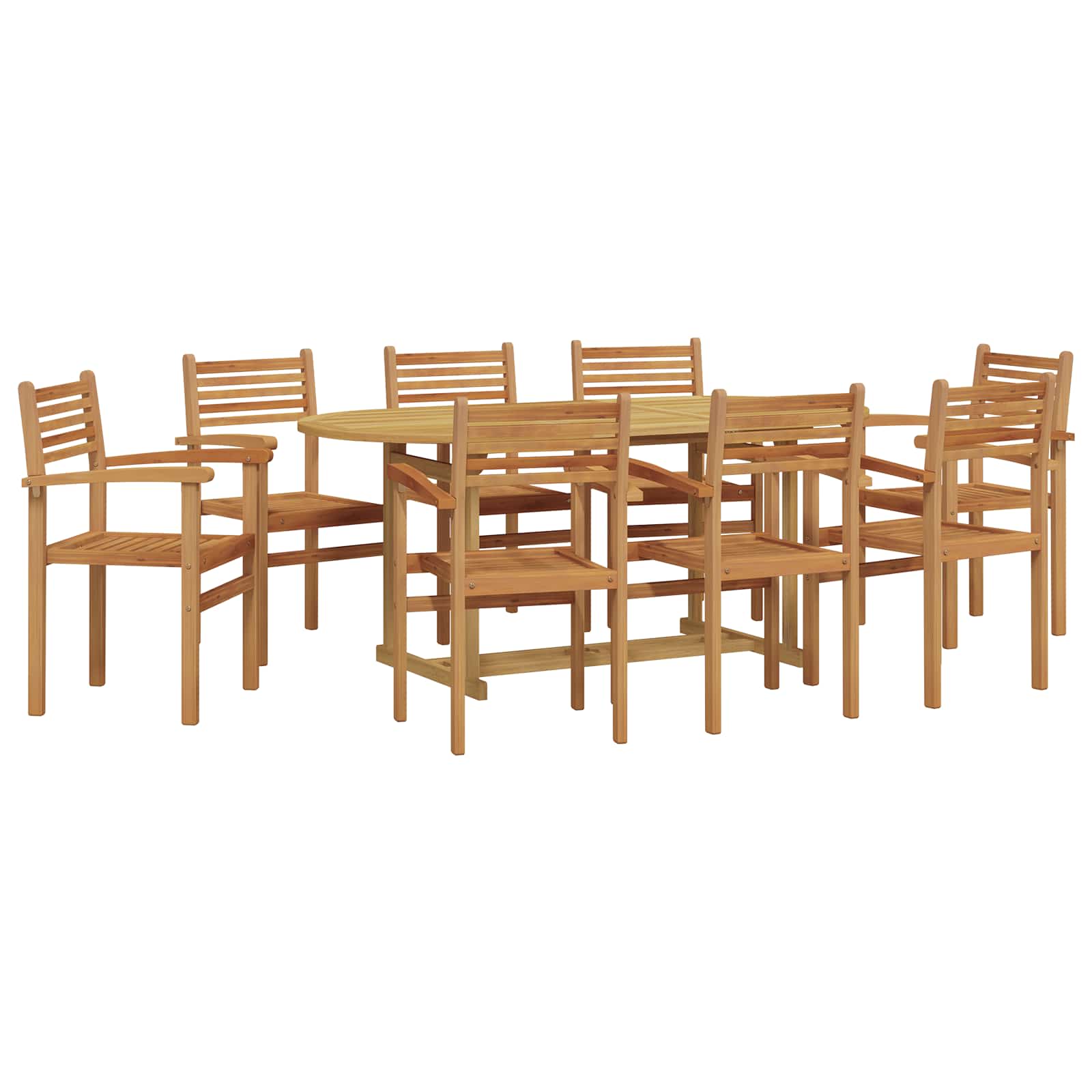 Tuin eettafelset 9 pcs Bruin Massief Teakhout – afbeelding 2