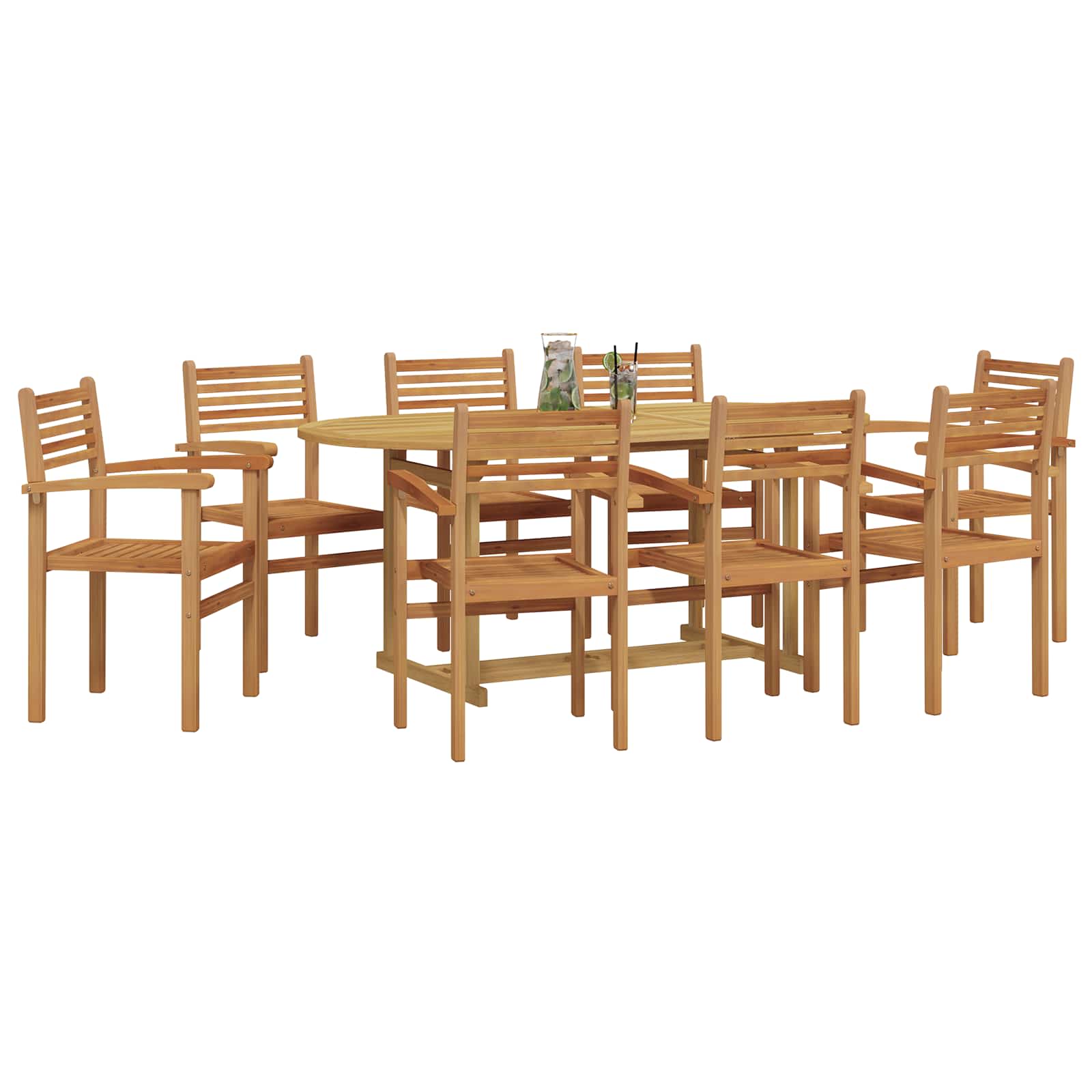 Tuin eettafelset 9 pcs Bruin Massief Teakhout – afbeelding 3