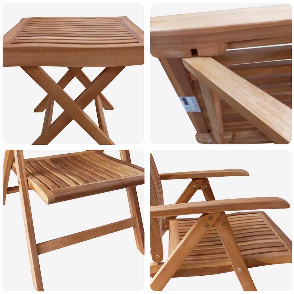 Tuin eettafelset 4 pcs Bruin Massief Teakhout – afbeelding 9