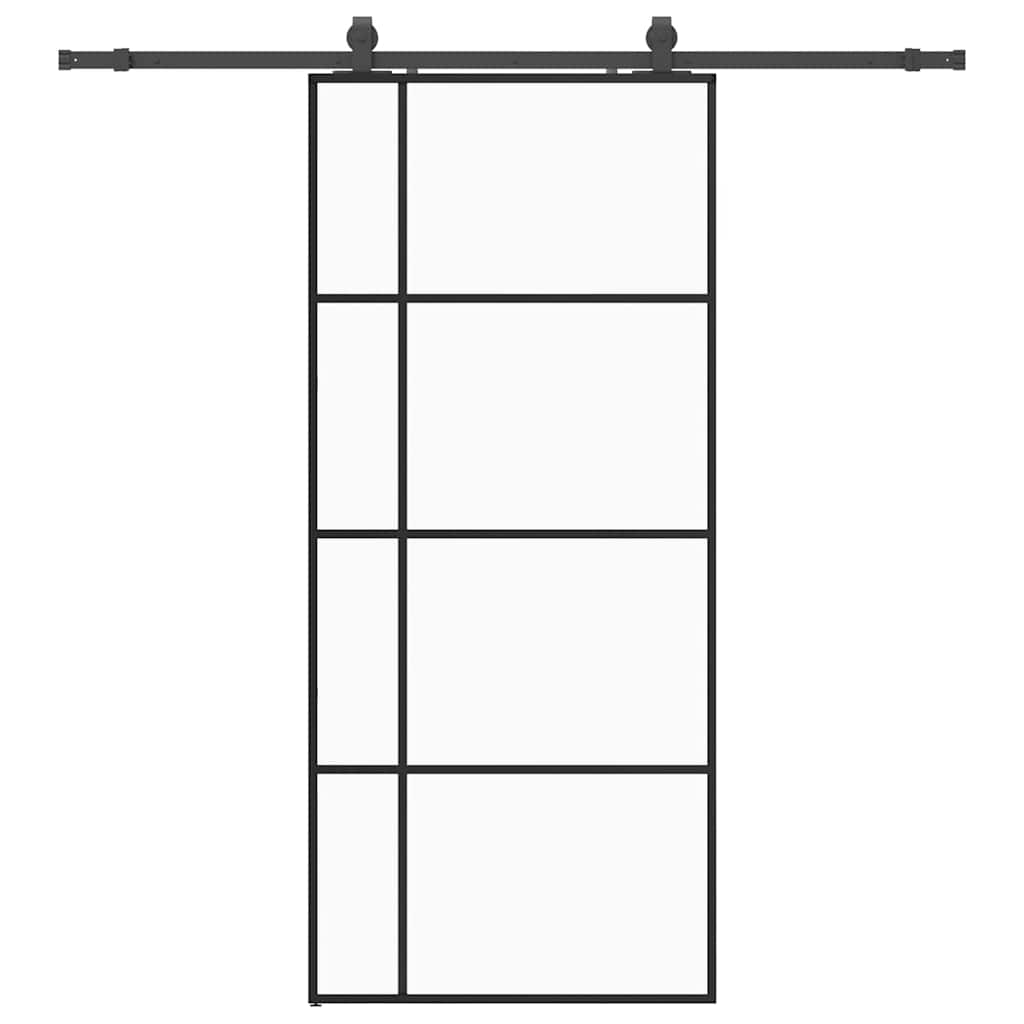 Schuifdeur met beslagset 90x205 cm ESG glas zwart – afbeelding 2