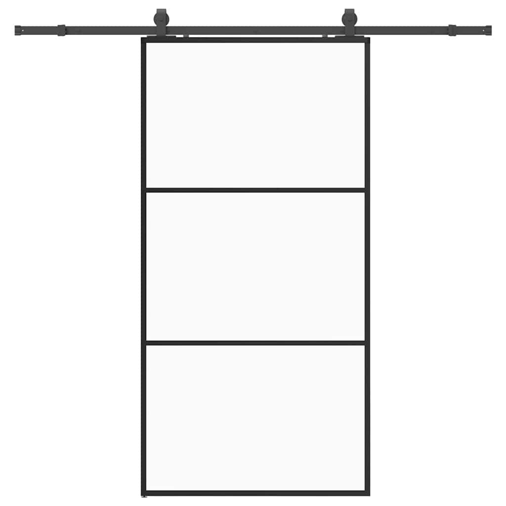 Schuifdeur met beslagset 102x205 cm ESG glas zwart – afbeelding 2